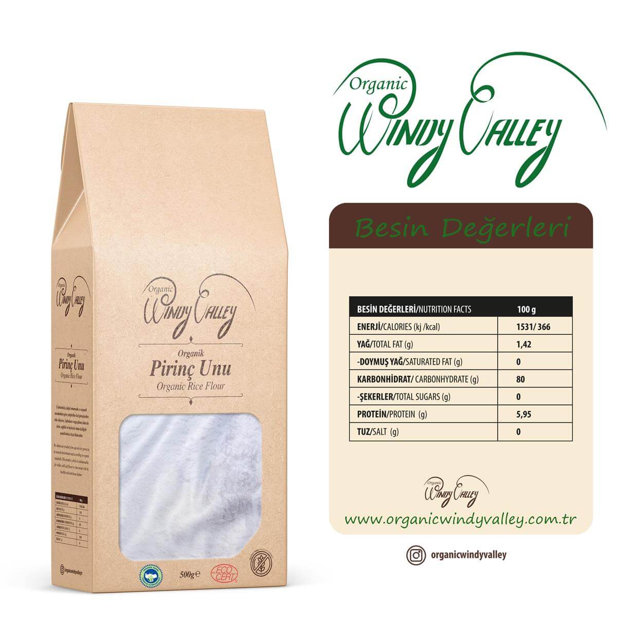 Organik Pirinç Unu (500 gr)    Yerli ürün