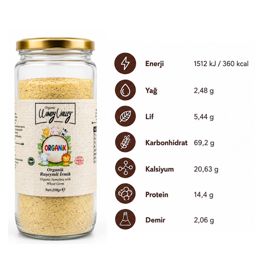 Organik Ruşeymli  İrmik  (250 gr)   