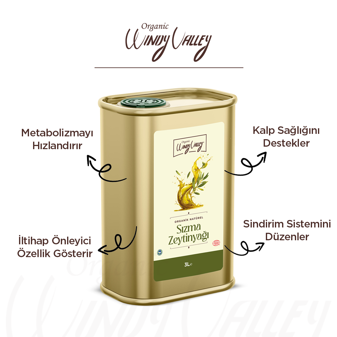 Organik Sızma Zeytinyağı Soğuk sıkım (3 Litre) Yüksek Polifenol 
