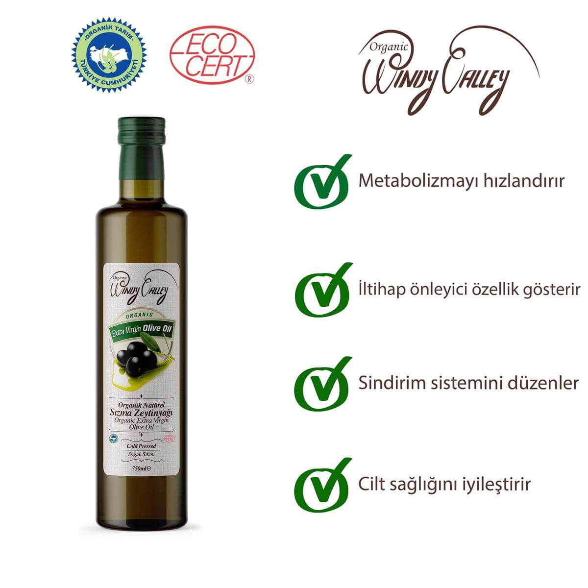 Organik Sızma Zeytinyağı Soğuk sıkım   Yüksek Polifenol  (750 ml)