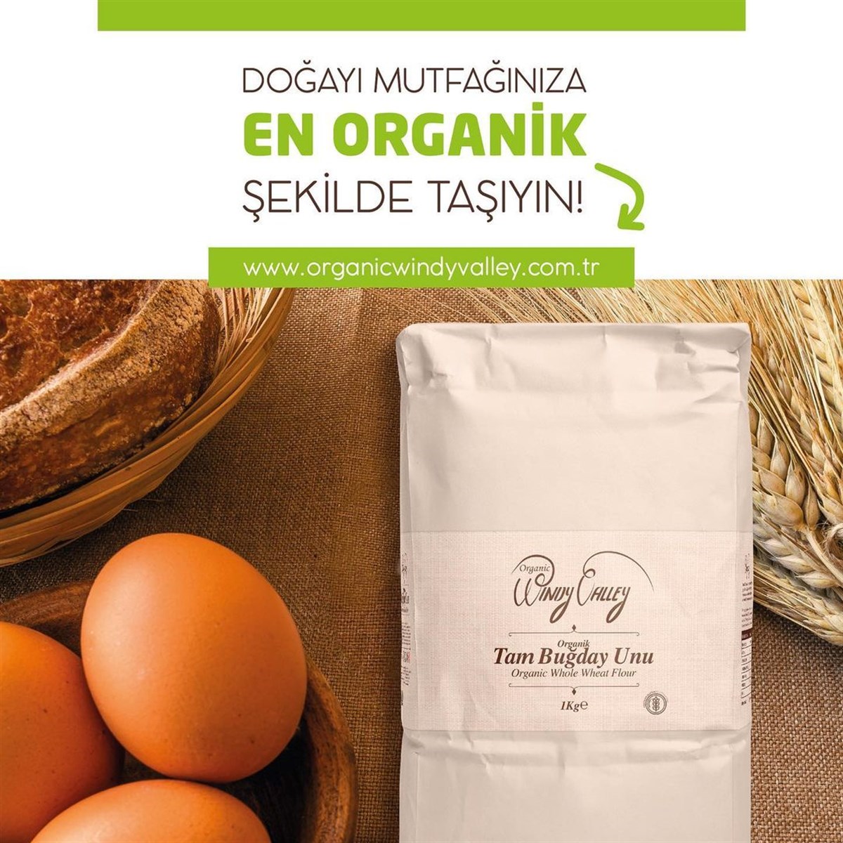 Organik Tam Buğday Unu (1Kg)