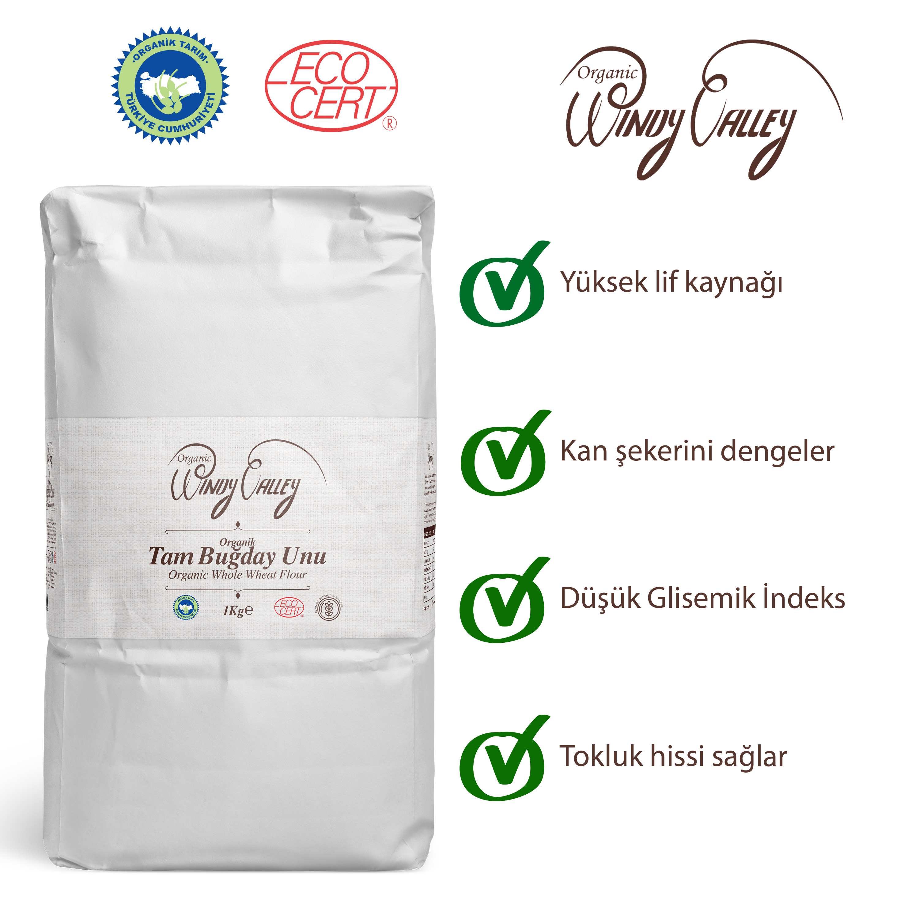 Organik Tam Buğday Unu   Yerli ürün (2 Kg)