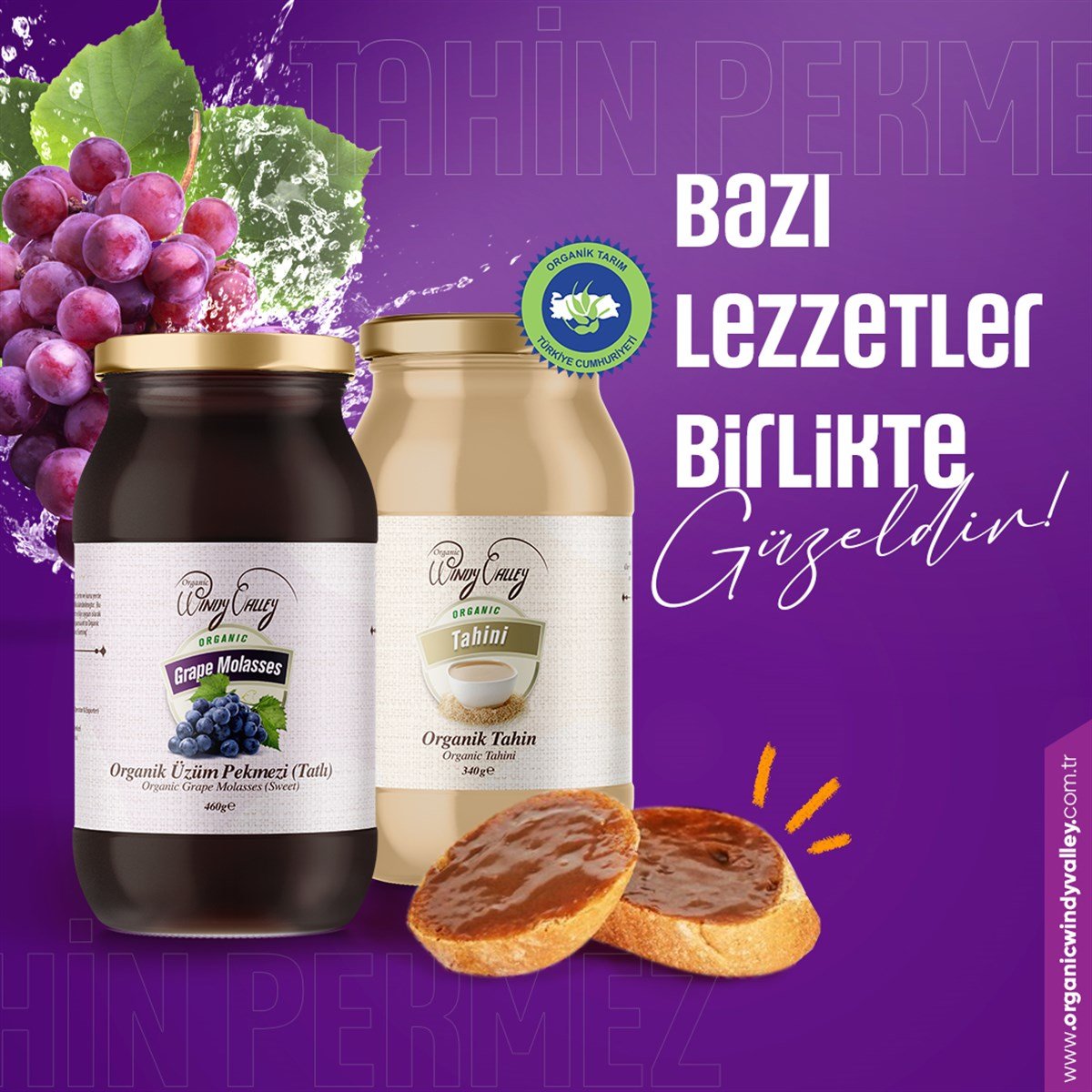 Organik Üzüm Pekmezi & Organik Tahin  (460gr + 340gr)