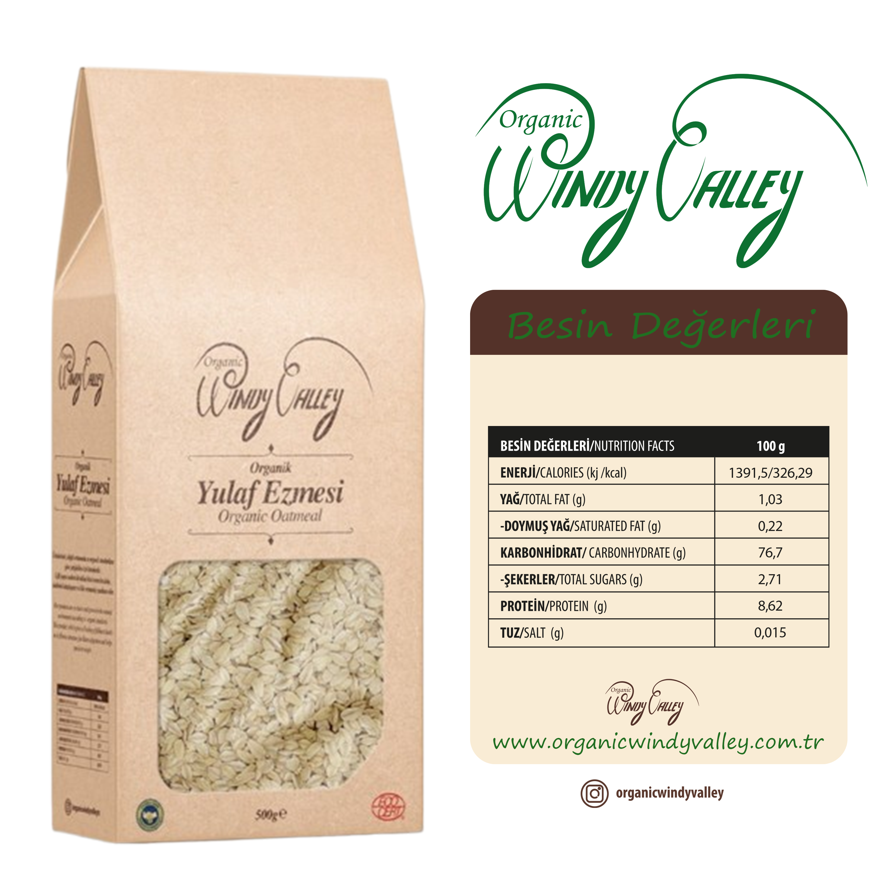 Organik Yulaf Ezmesi  (500 gr)    