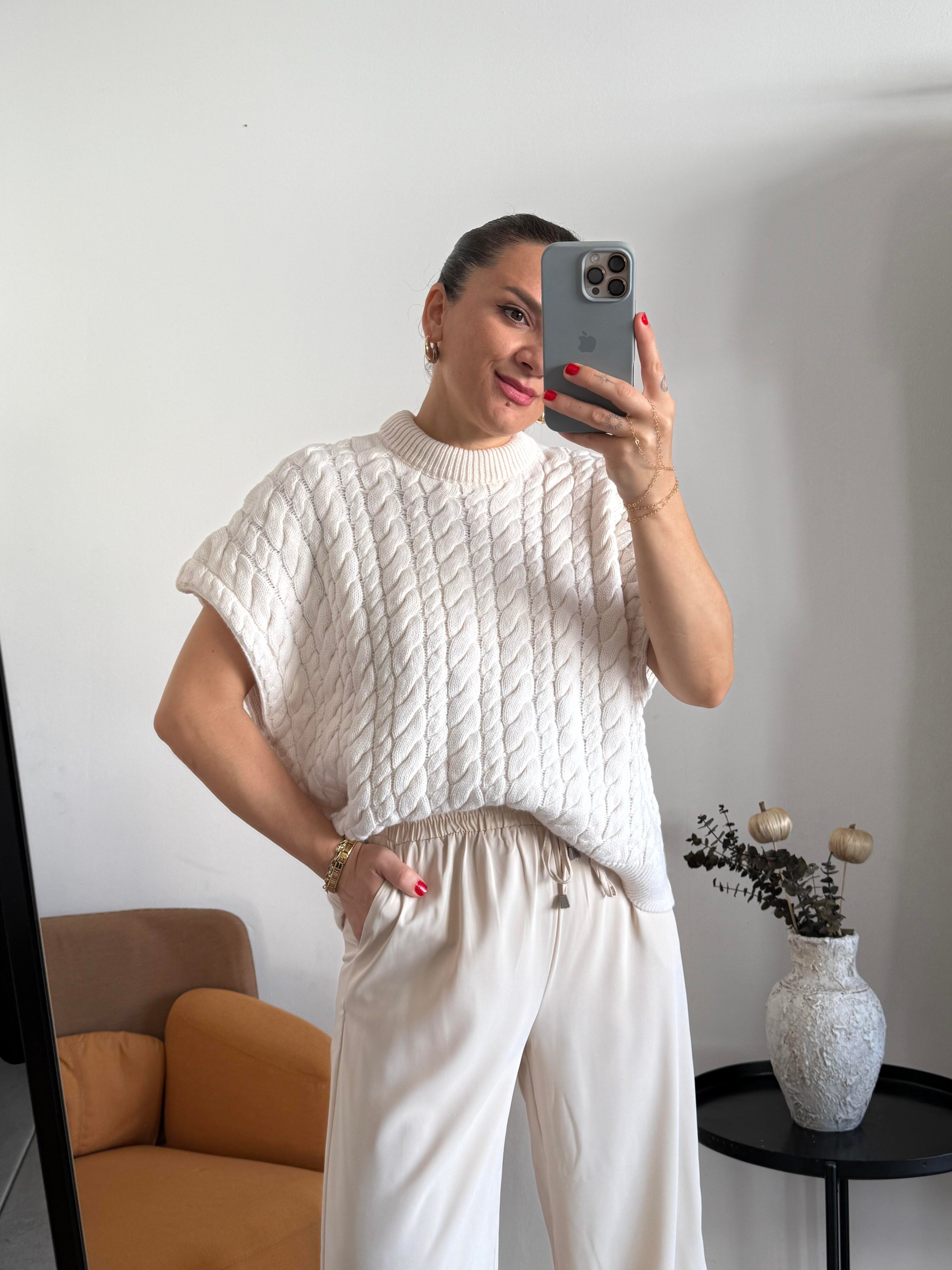 Beli LastikTensel Pantolon ekru 