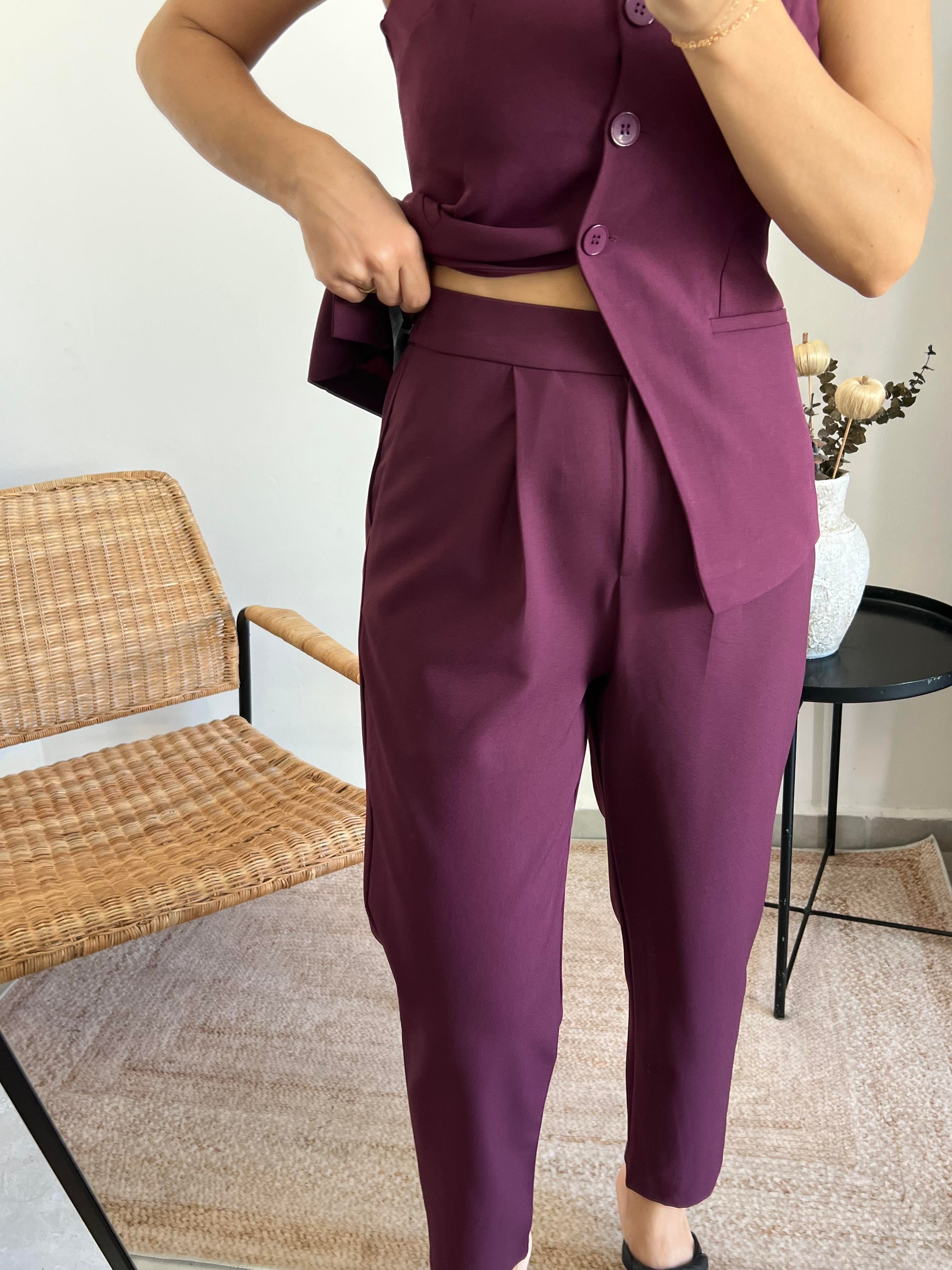 Bordo Yelek Pantolon Takım 