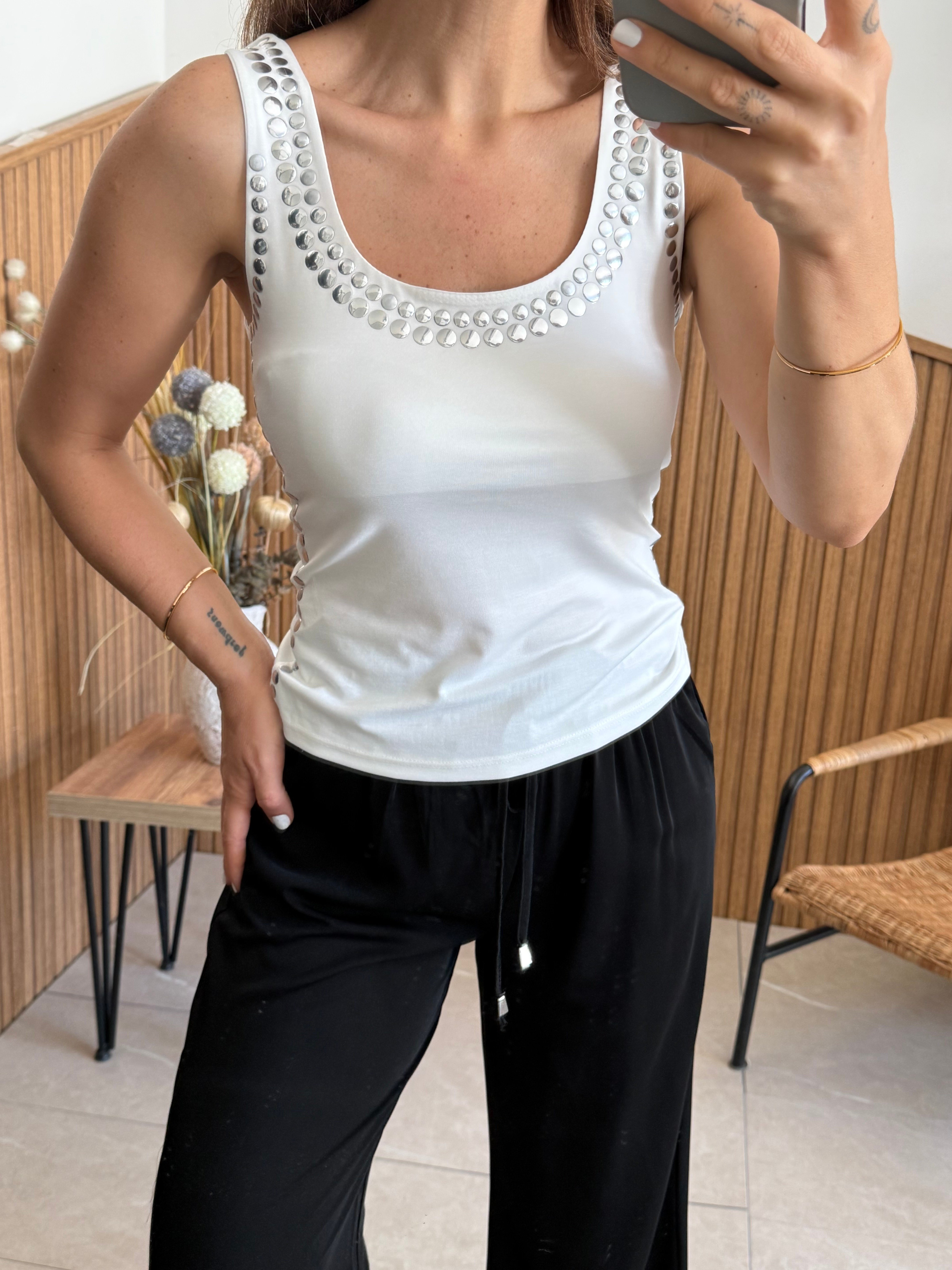 Drop Detaylı Beyaz Bluz 