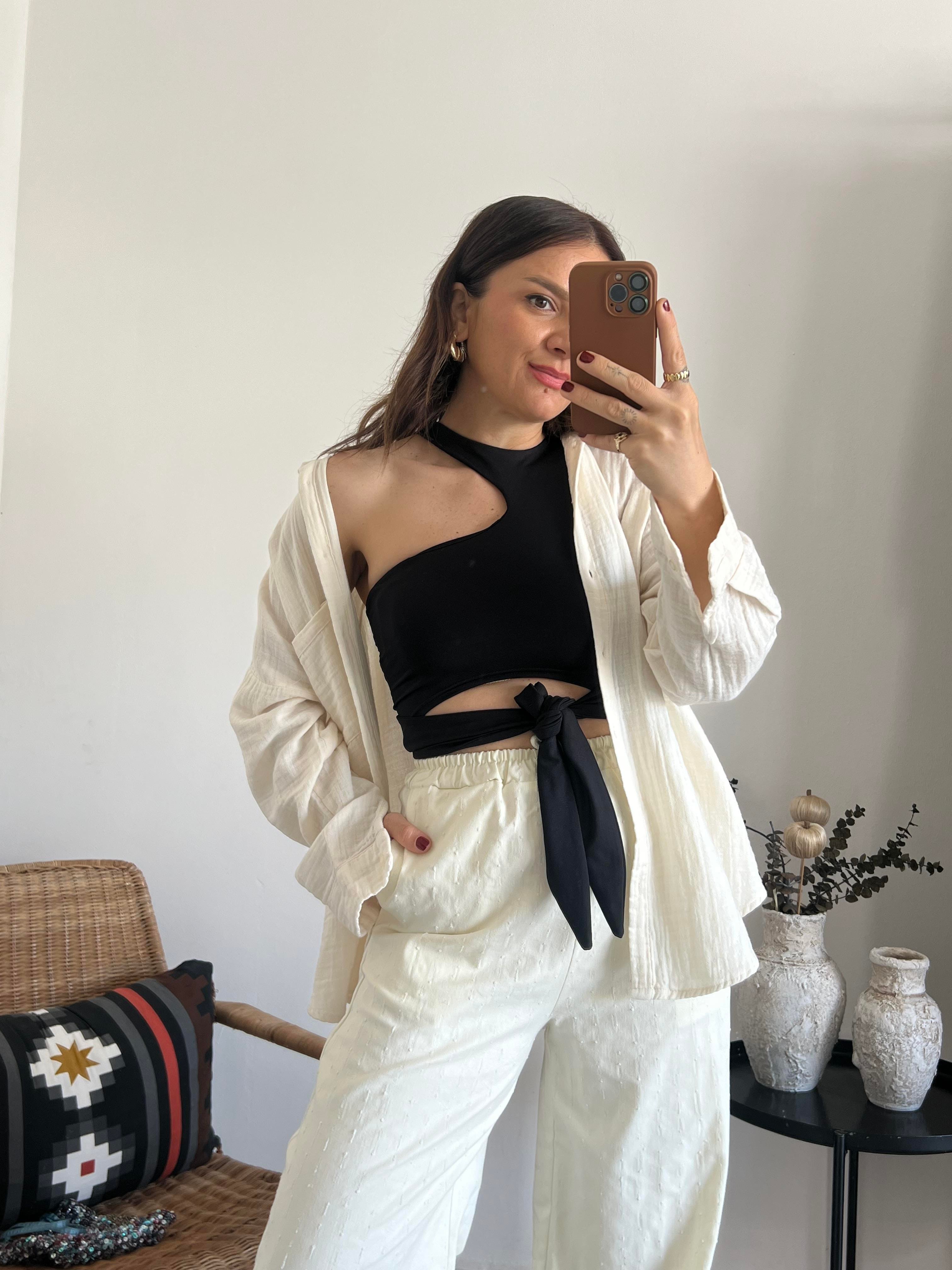 gabardin Rahat Kalıp Ekru Pantolon 