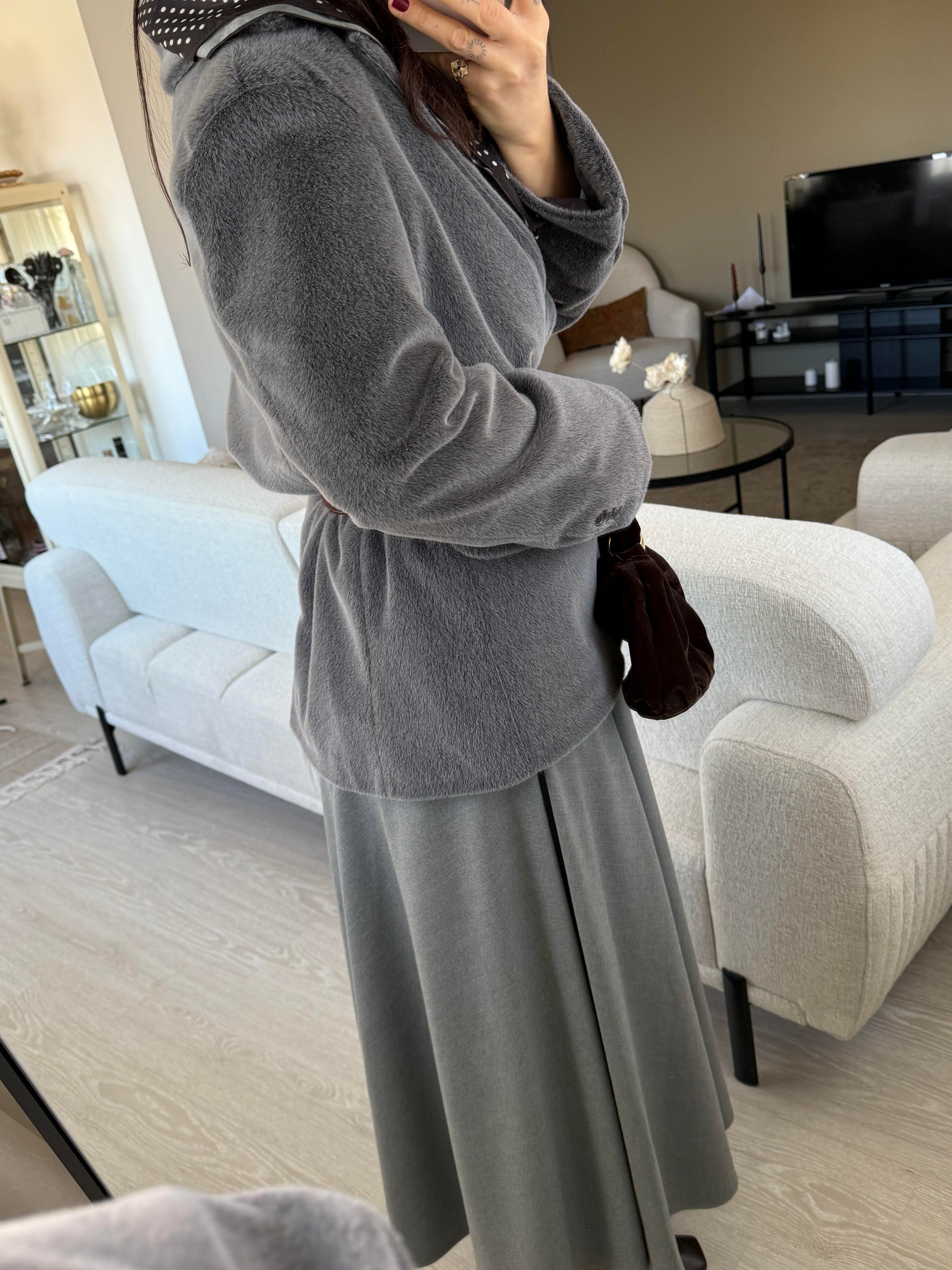 Gri Oversize Kalıp Blazer Ceket 