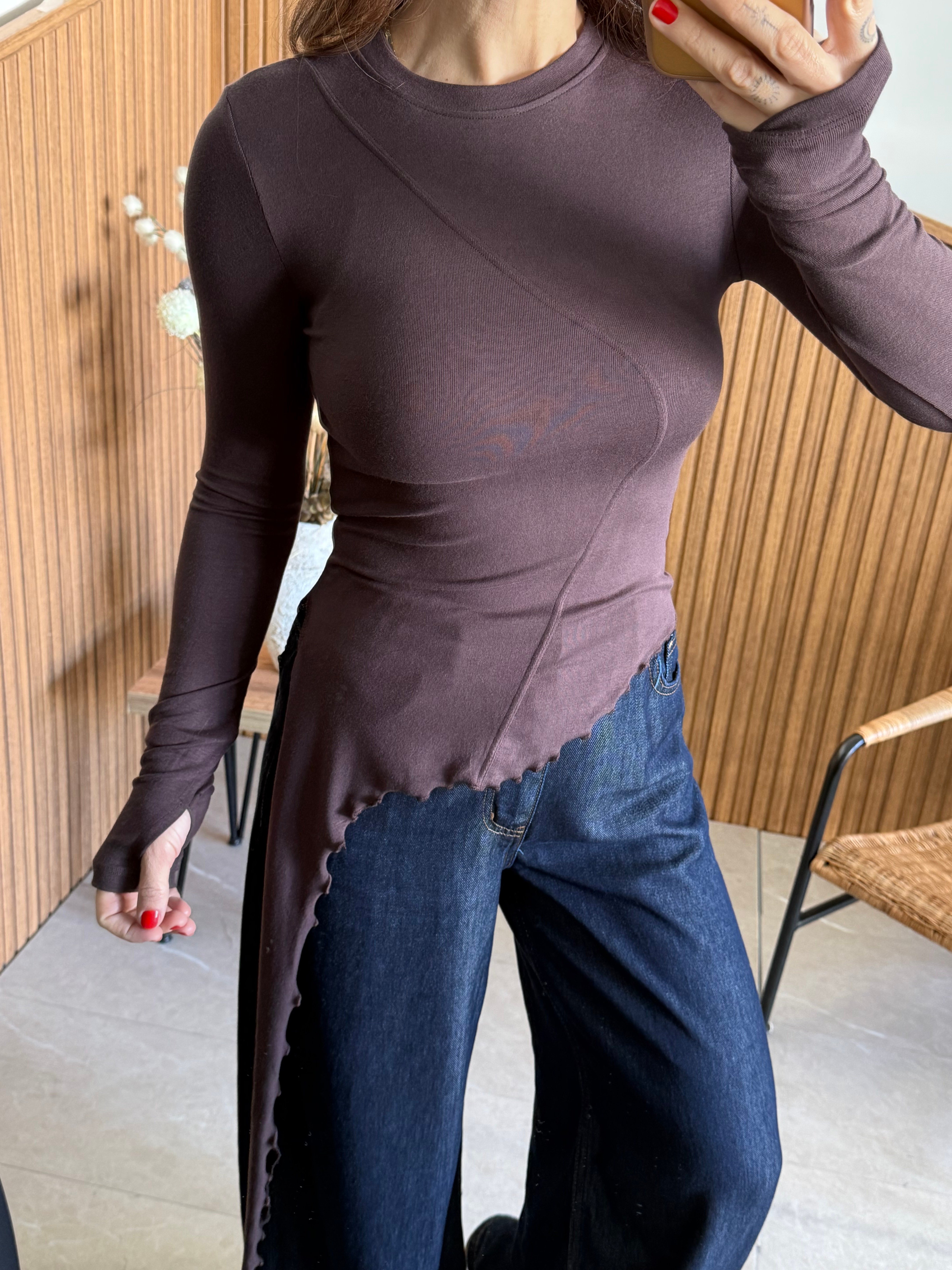 Kahve Parmak Geçmeli Tasarım Body 