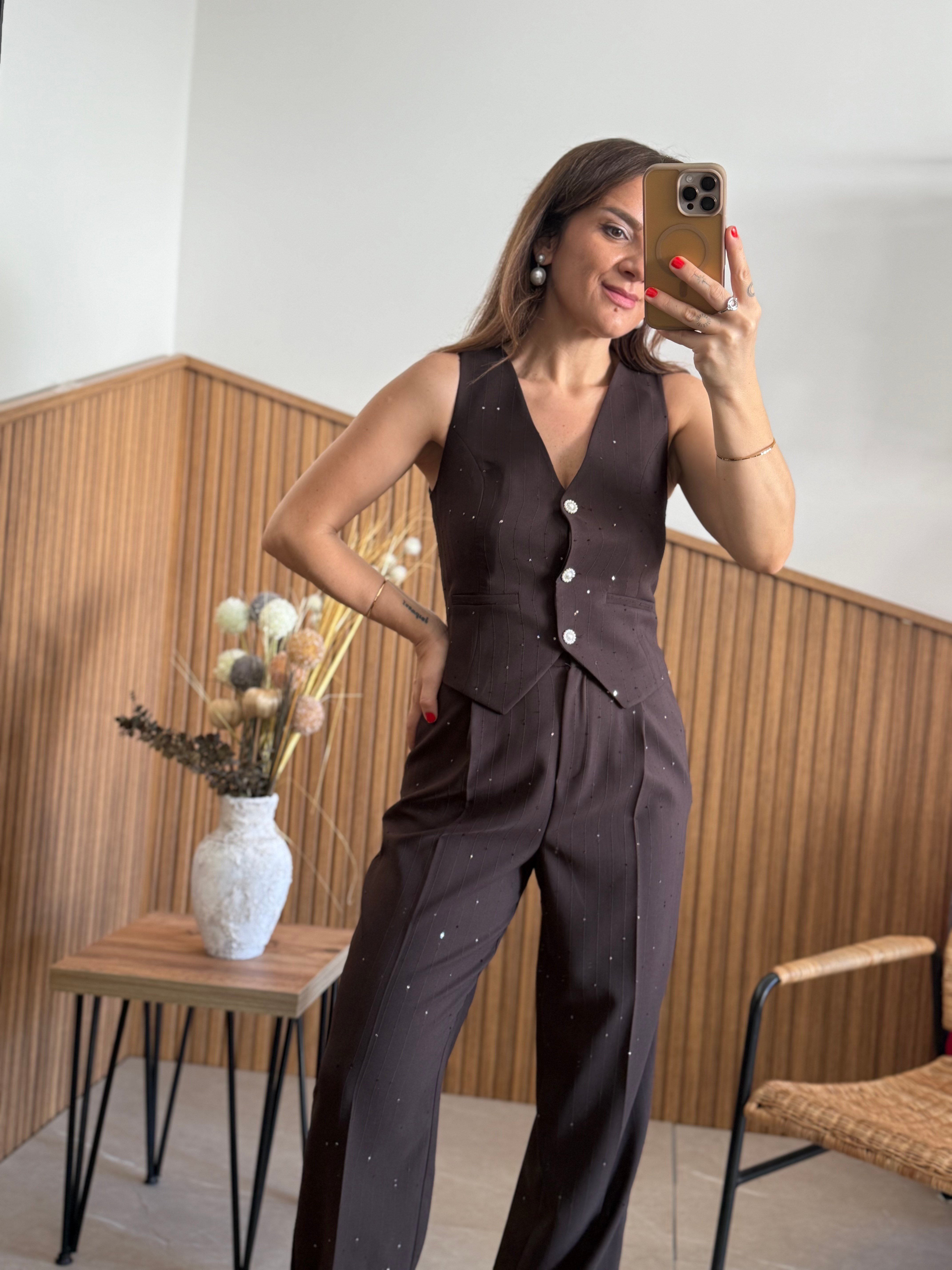 Kendinden Pullu Premium Seri Yelek Pantolon Takım