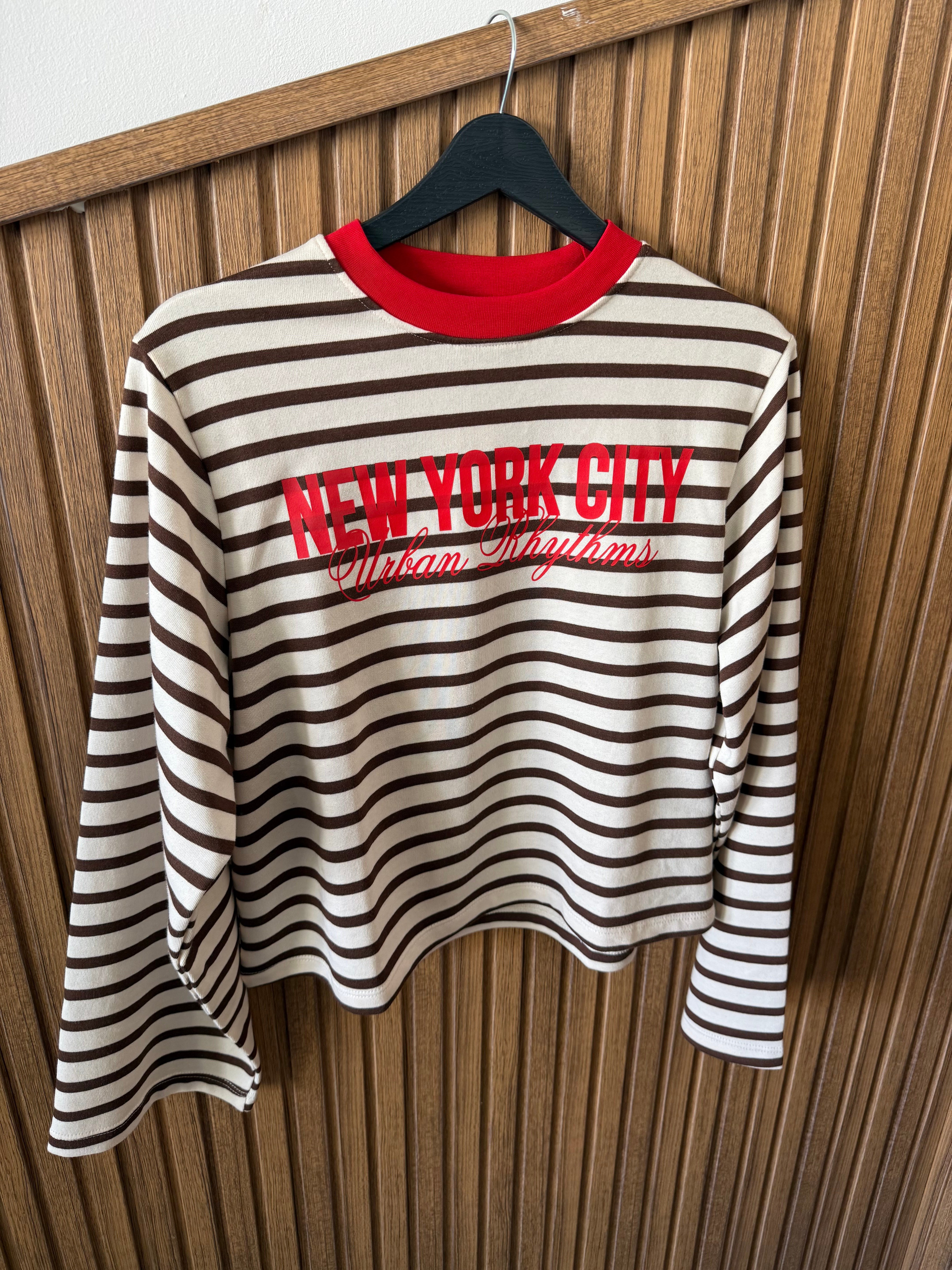 Kırmızı Kahve Baskılı İki İplik Sweatshirt