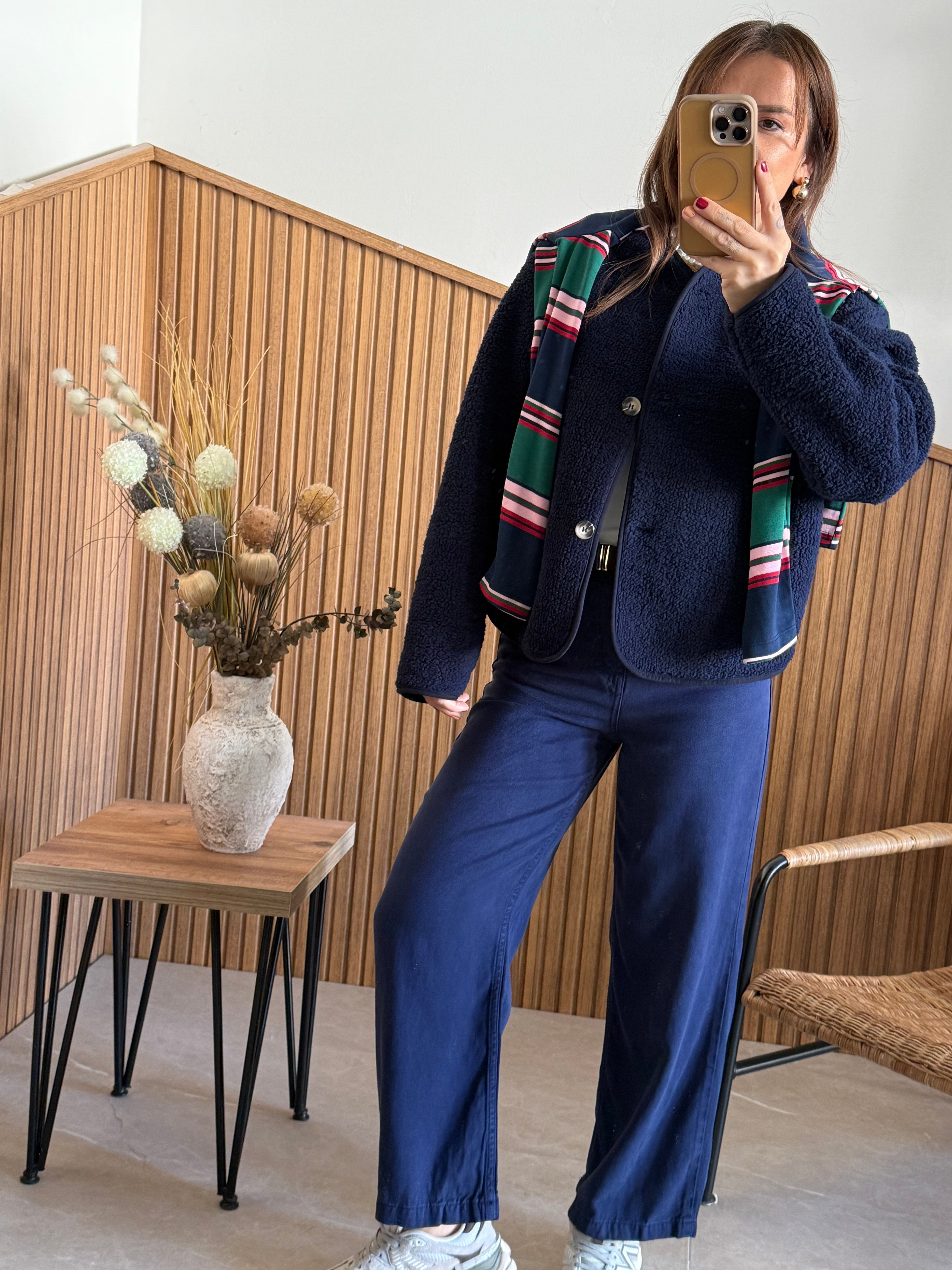 Lacivert Tensel Midi Boy Jean  Pantolon 