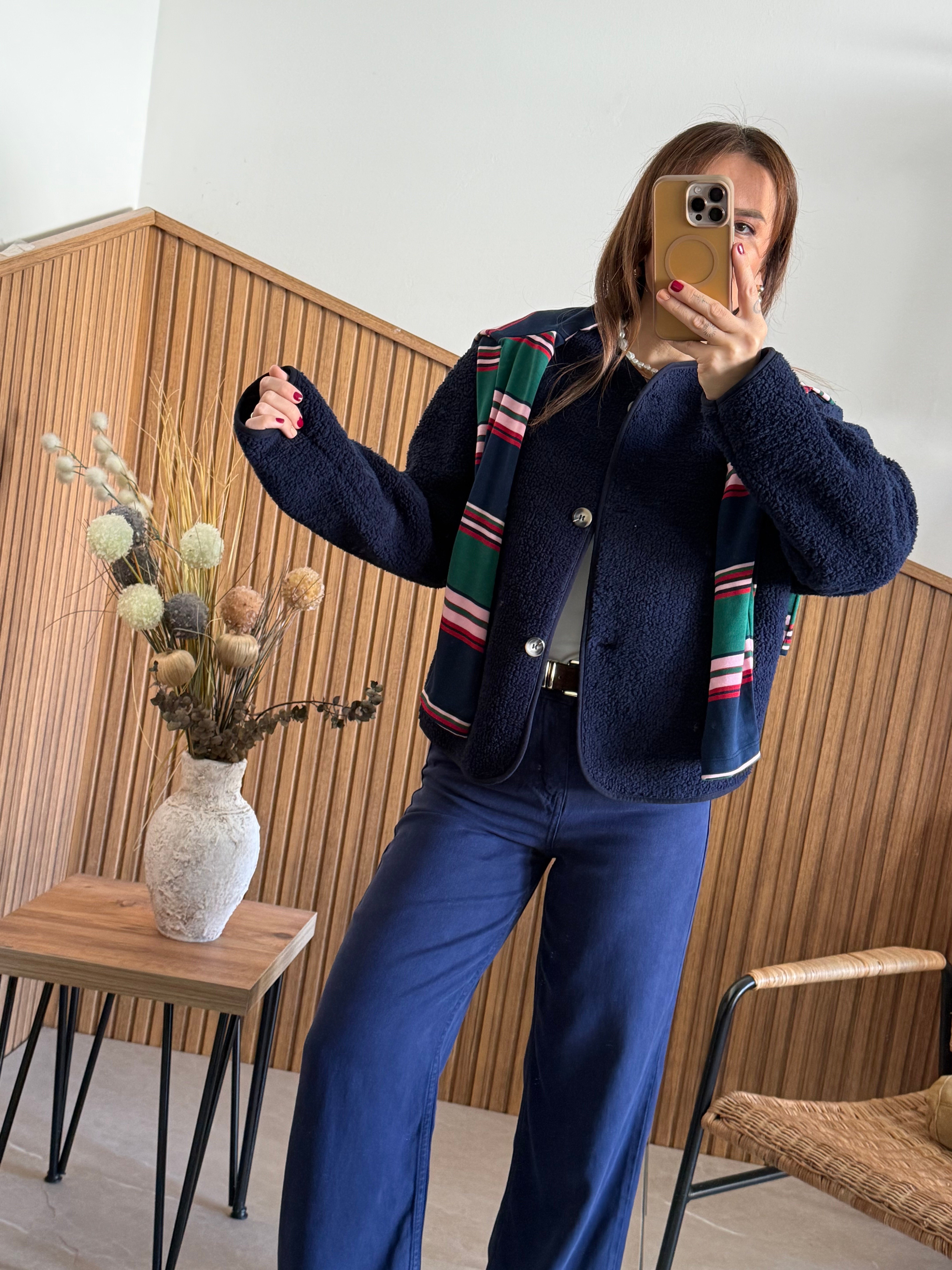 Lacivert Tensel Midi Boy Jean  Pantolon 