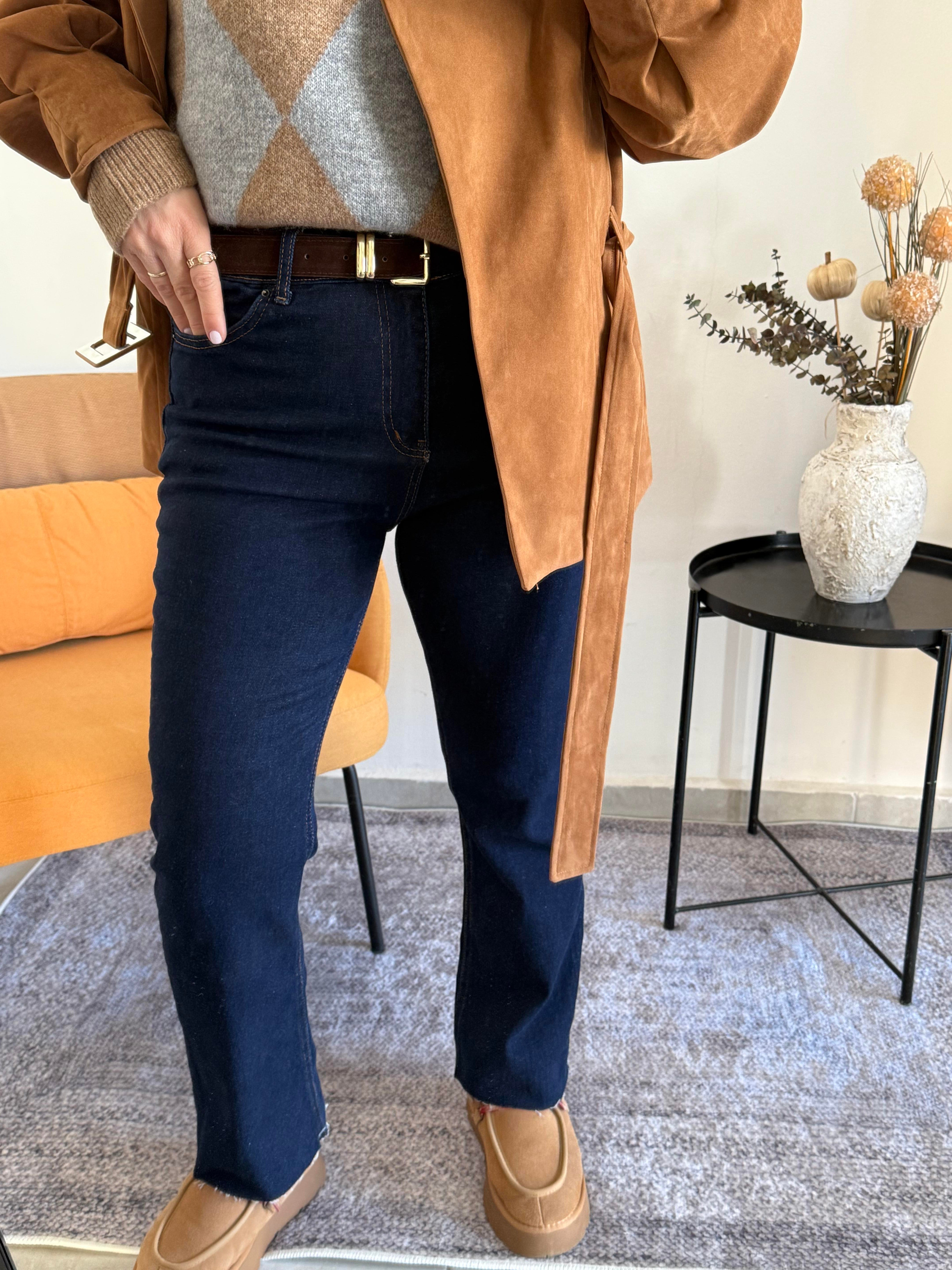 Likralı Boyfit koyu Mavi jean