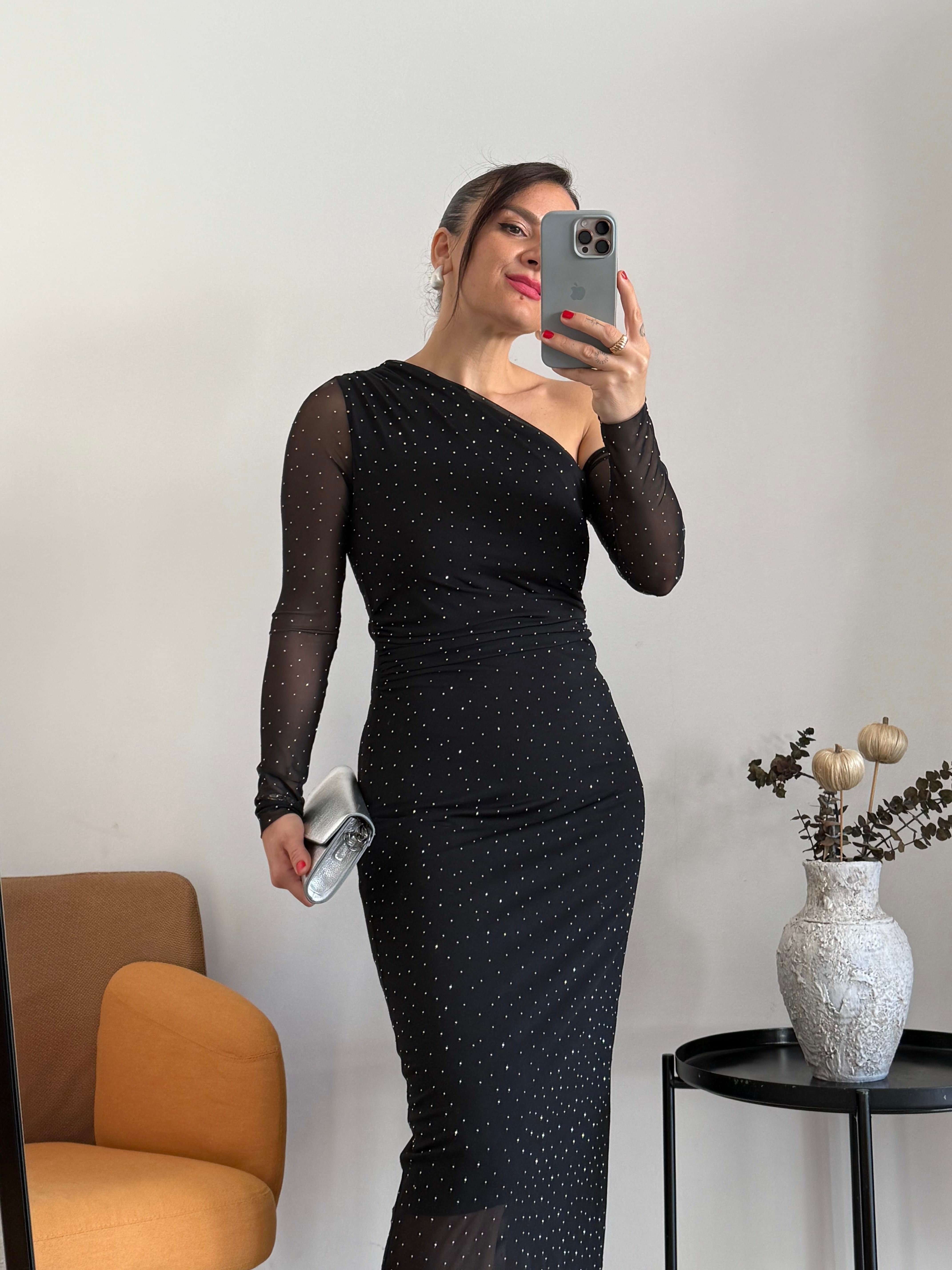 Likralı Tek Omuz Elbise 