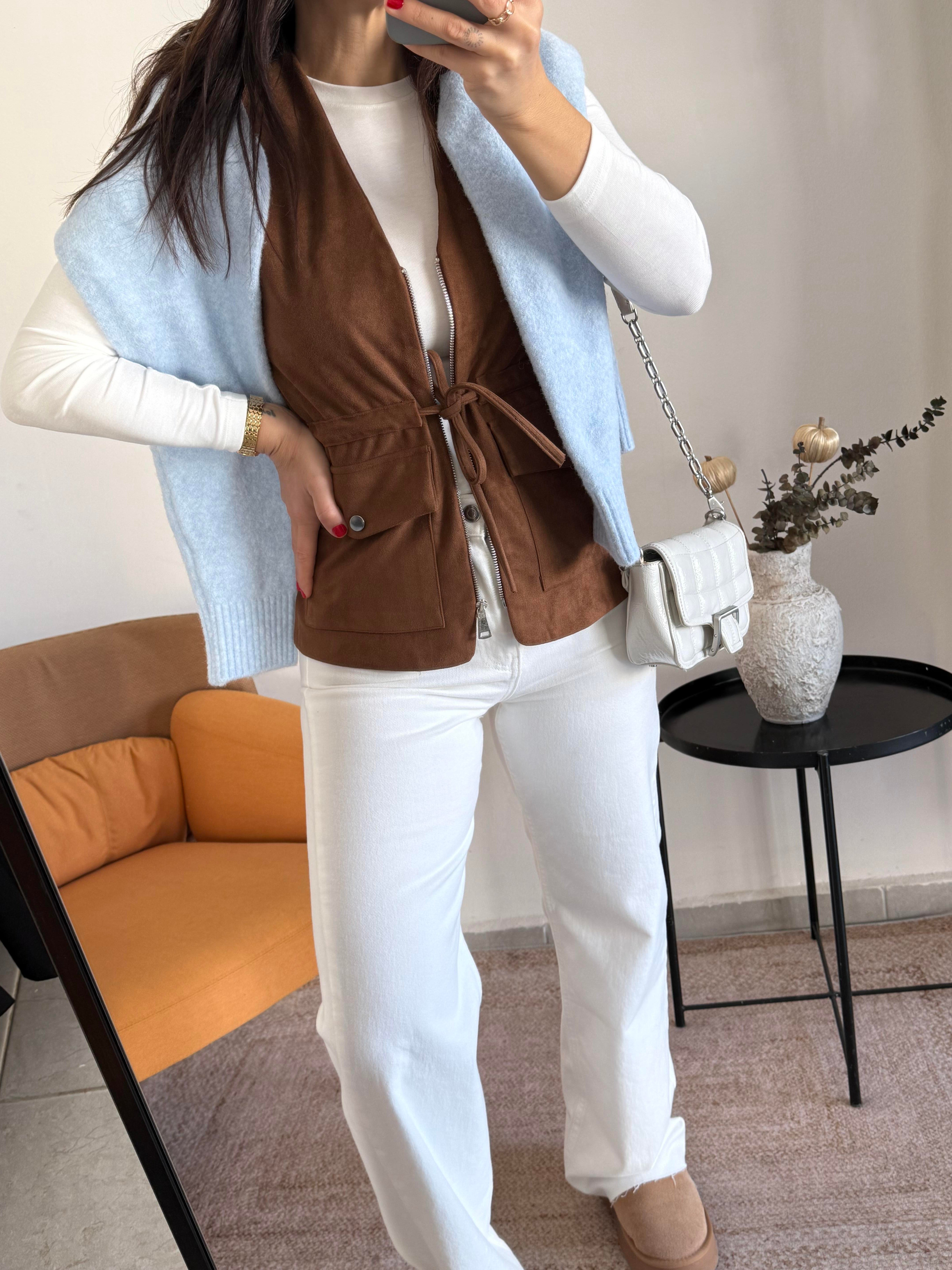 Likralı Yüksek Bel Beyaz Jean 