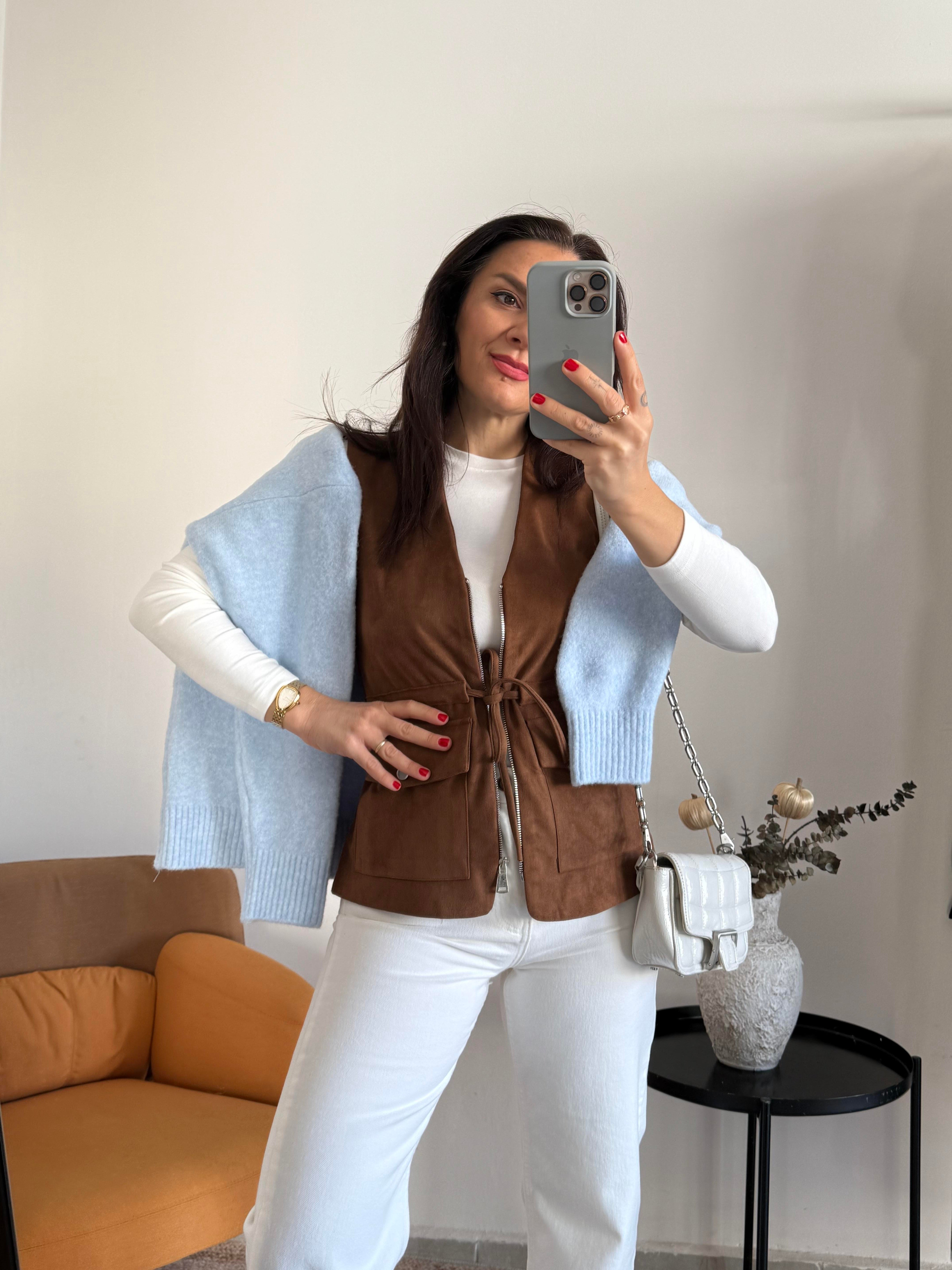Likralı Yüksek Bel Beyaz Jean 