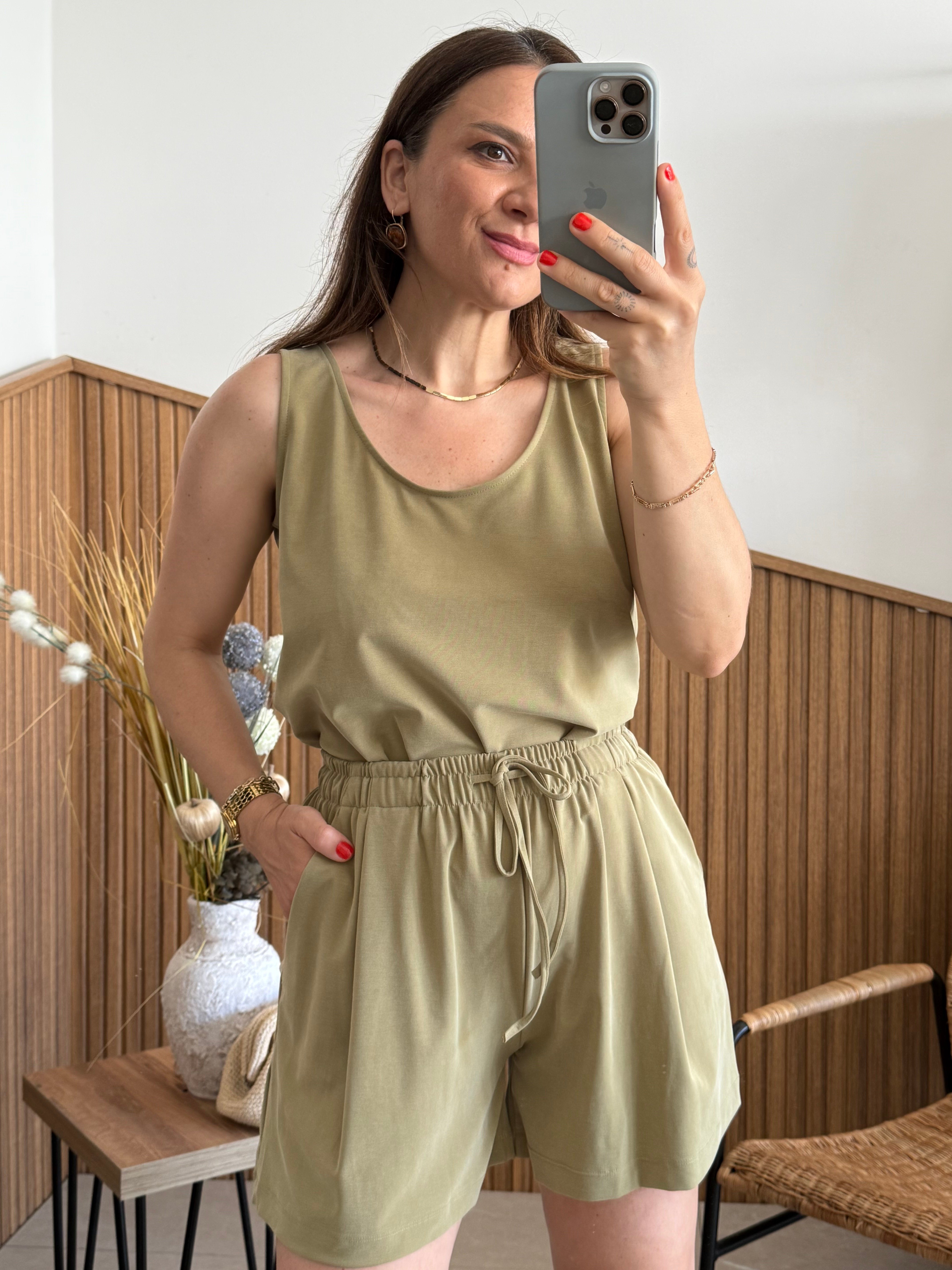 Modal Kumaş Olive Takım