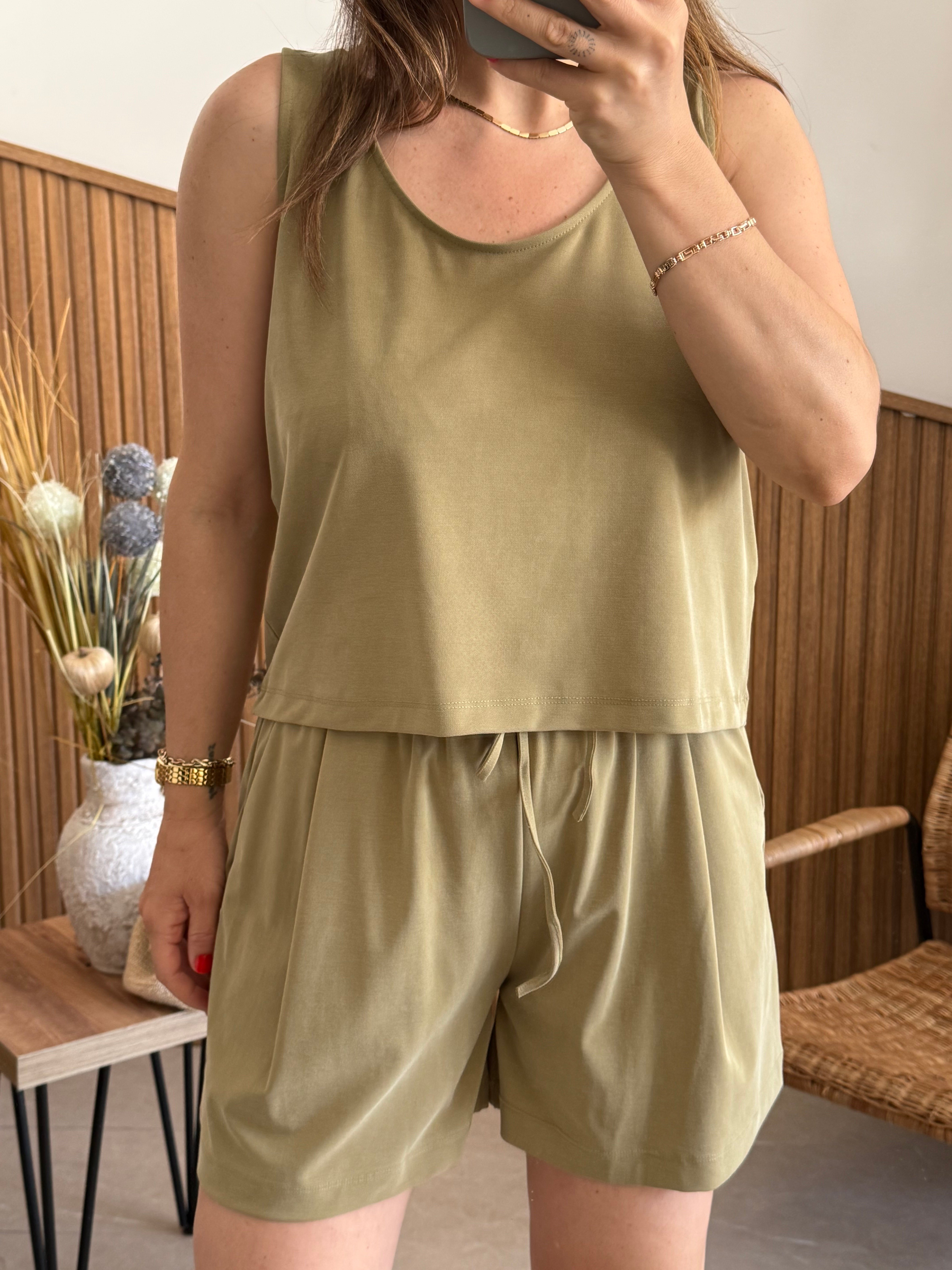 Modal Kumaş Olive Takım