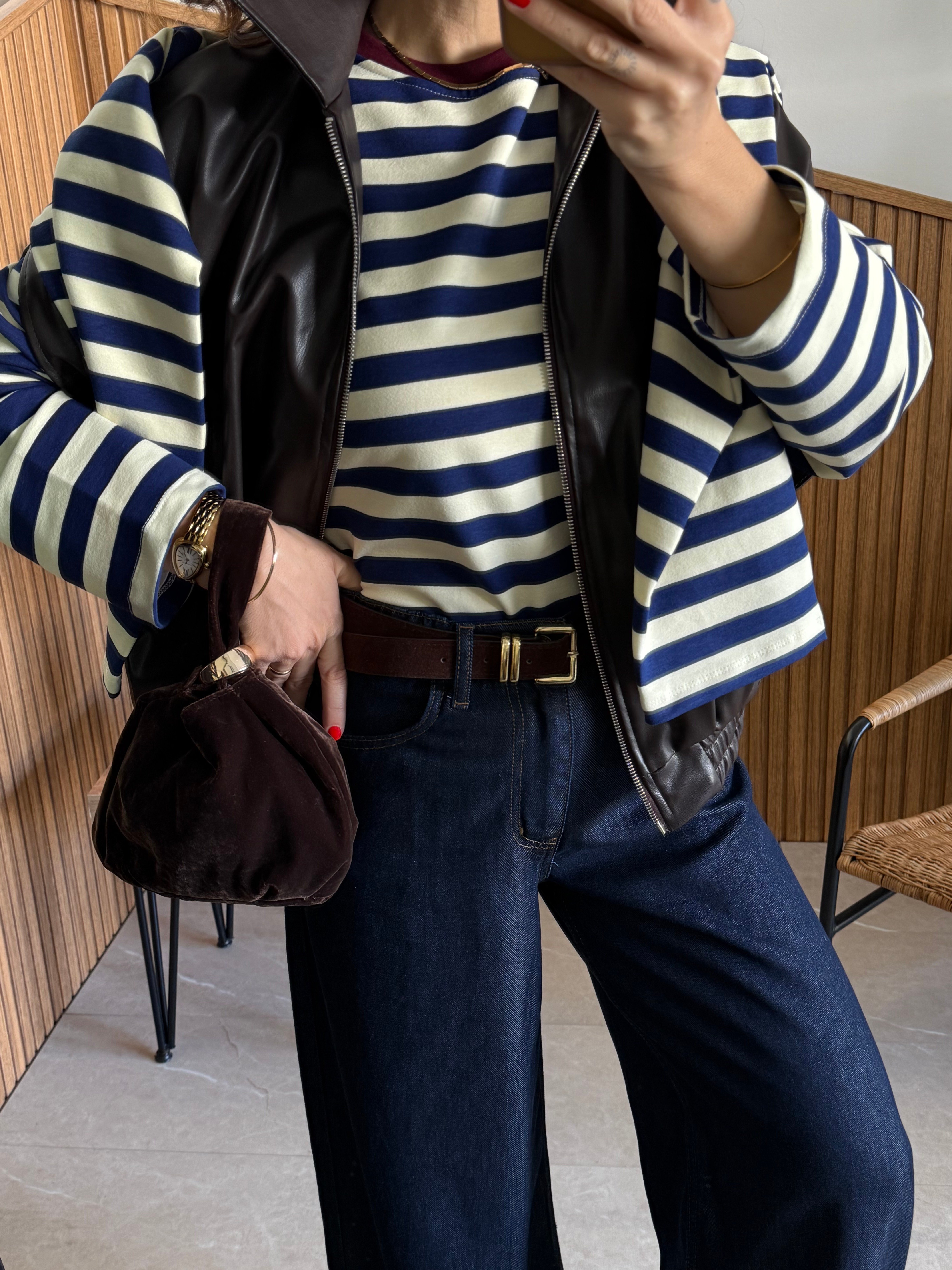 Oversize Kesim Deri Yelek 