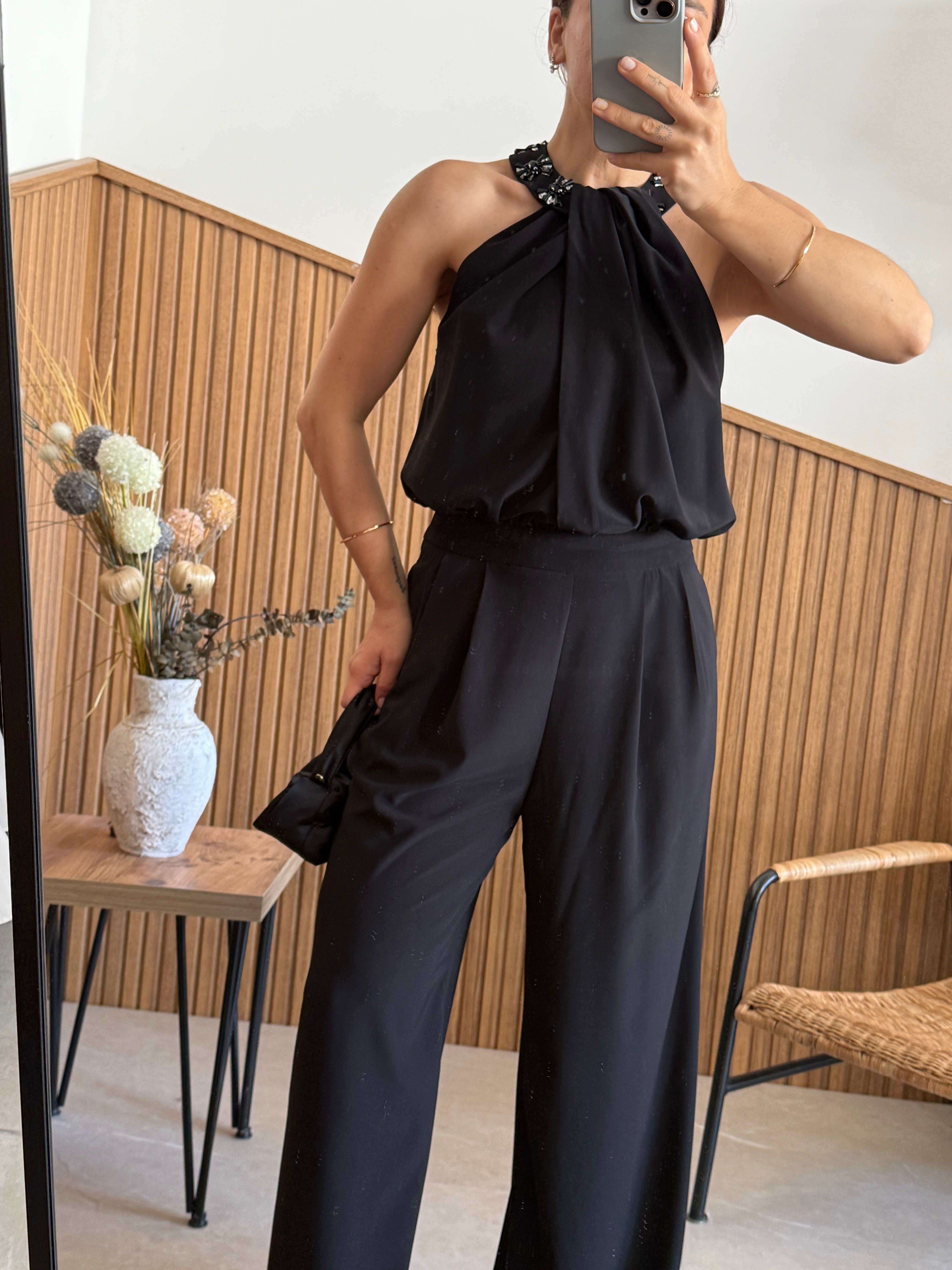 Premium Kumaş Yaka İşleme  Detaylı Tulum 
