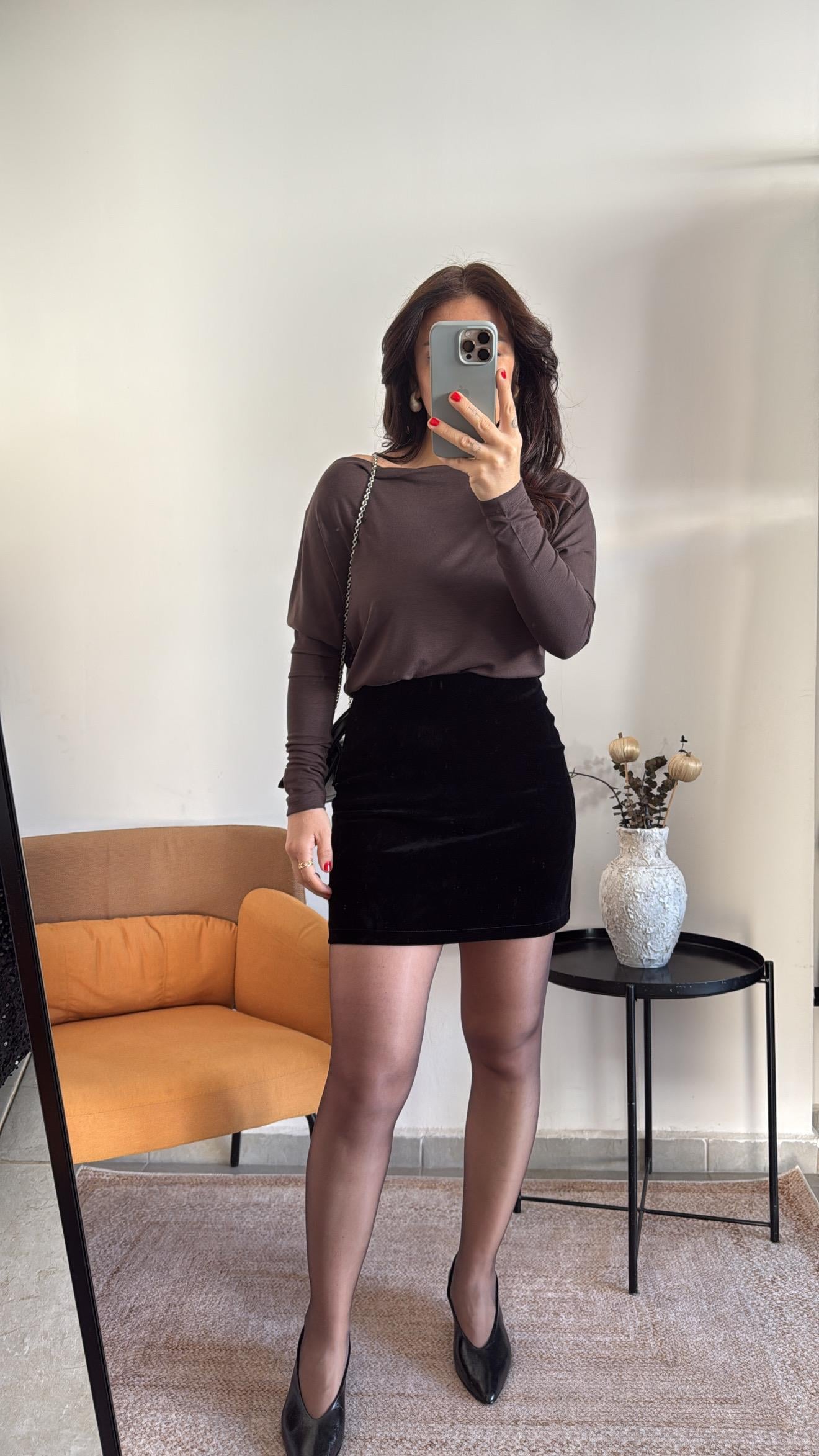 Premium Seri Kahve Pamuk Bluz 