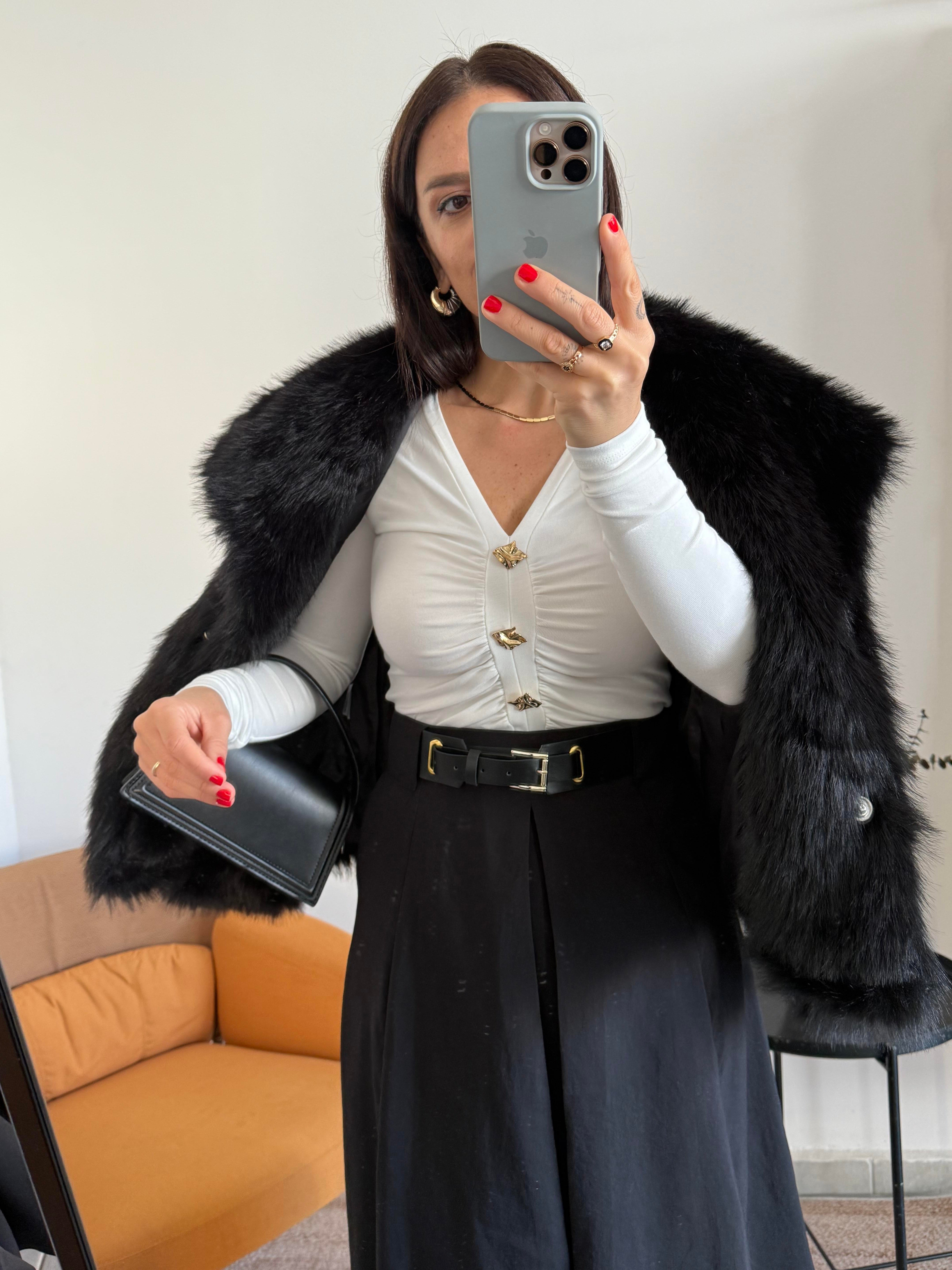 Premium Seri Siyah Kürk Kaban