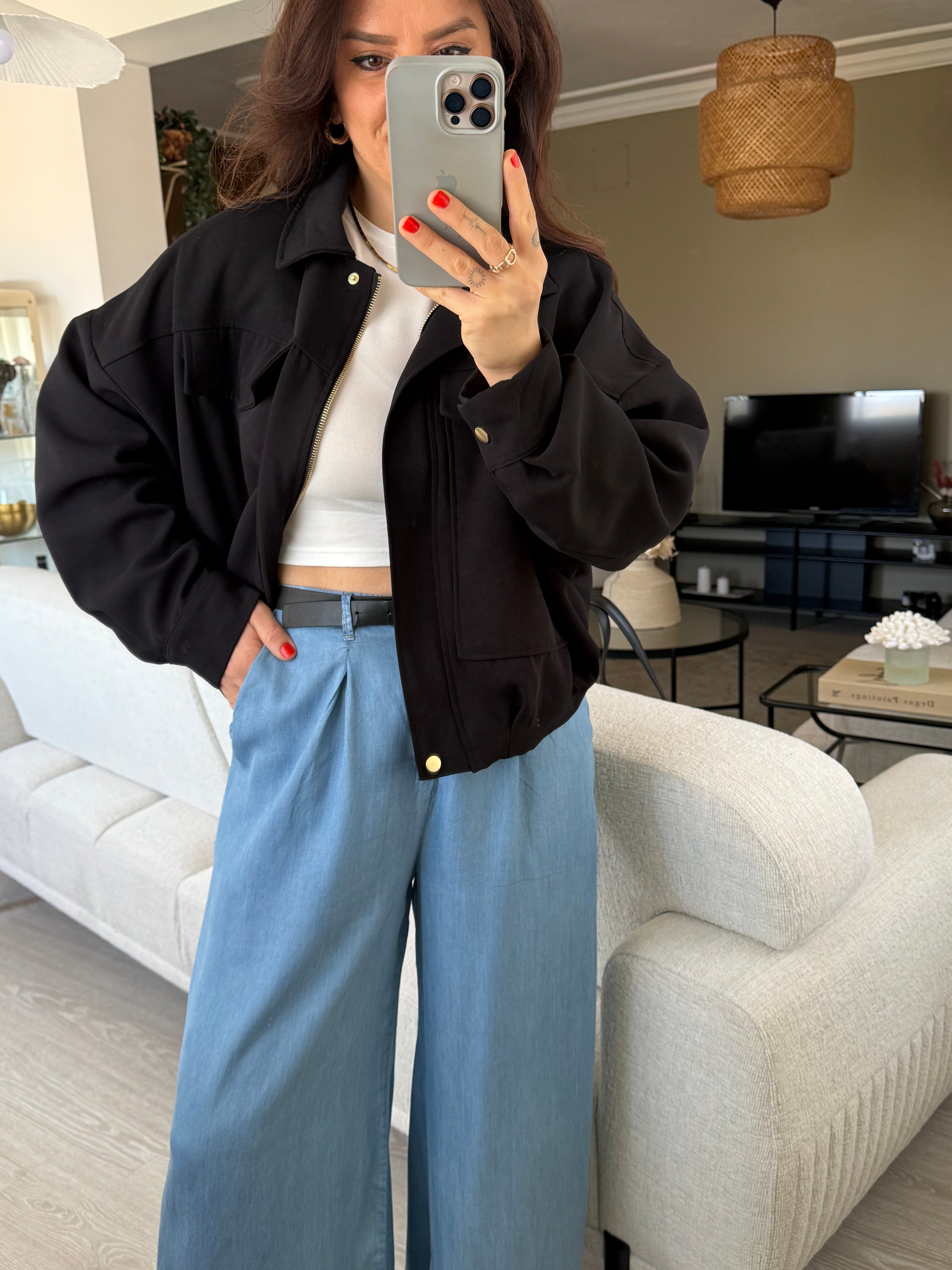 Tensel denim Kumaş Palazzo Pantolon 