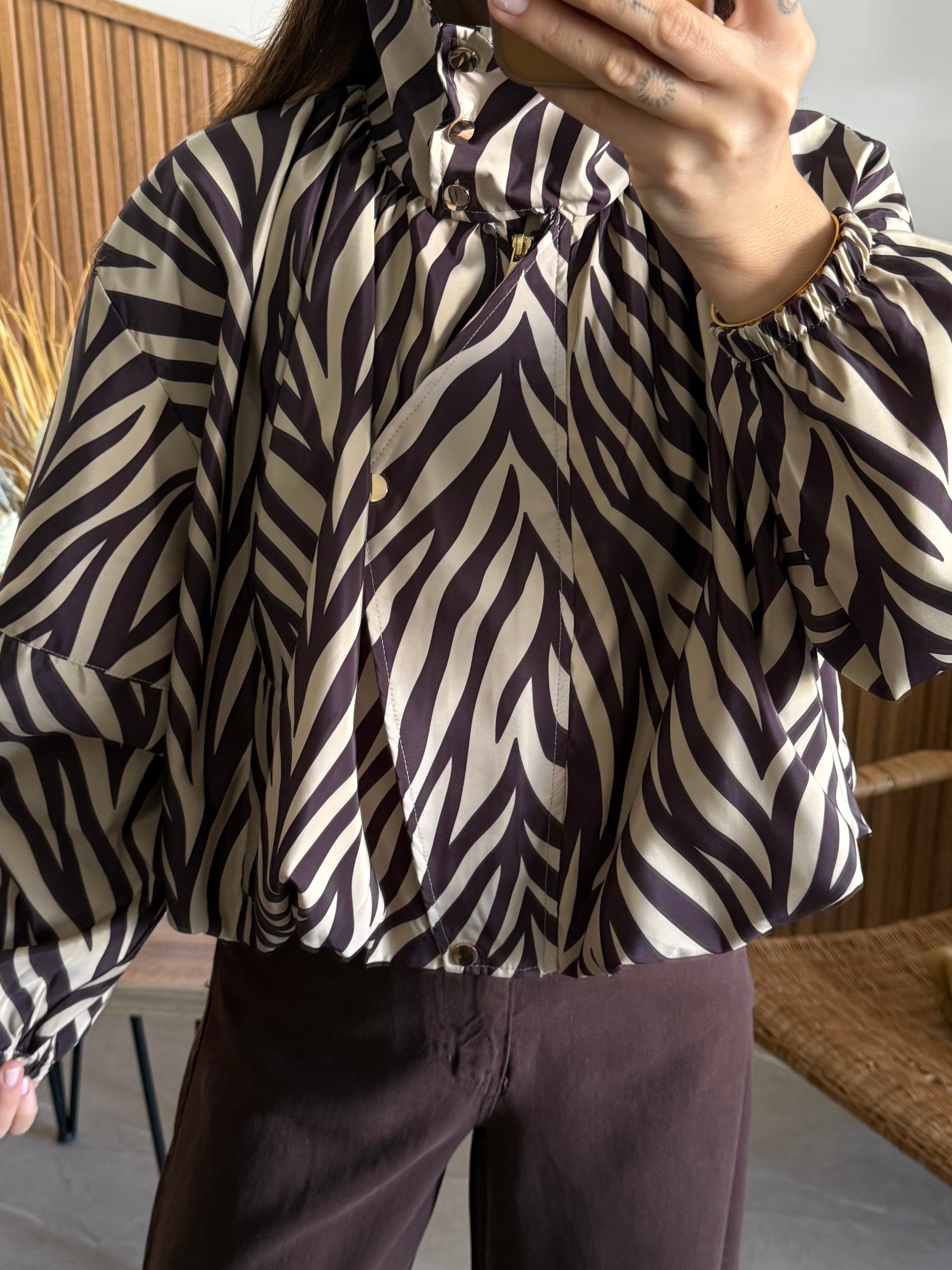 Zebra Desen Yağmurluk / Mont 