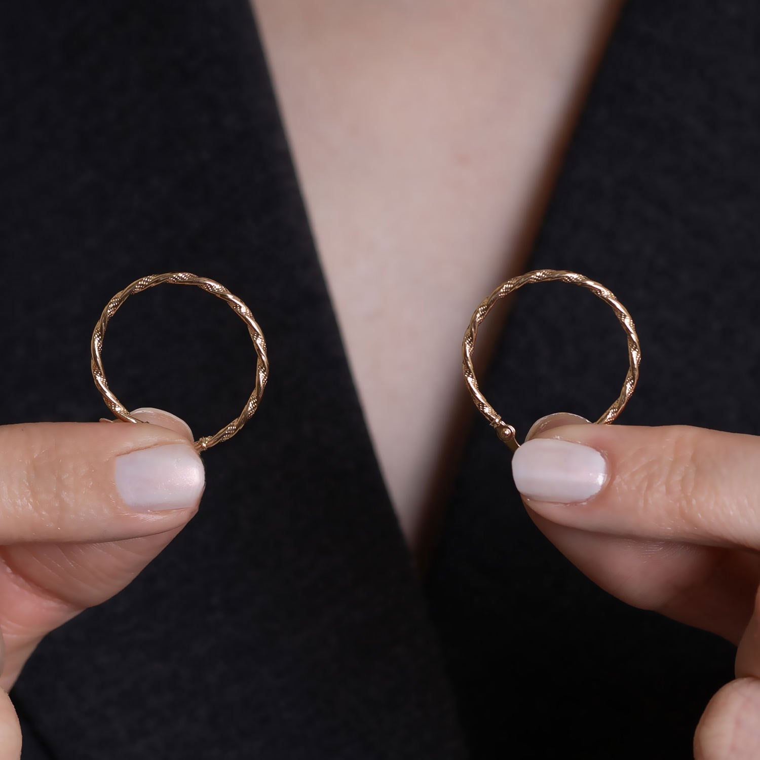 14 Ayar Altın Burgu Halka Küpe 2.5 cm