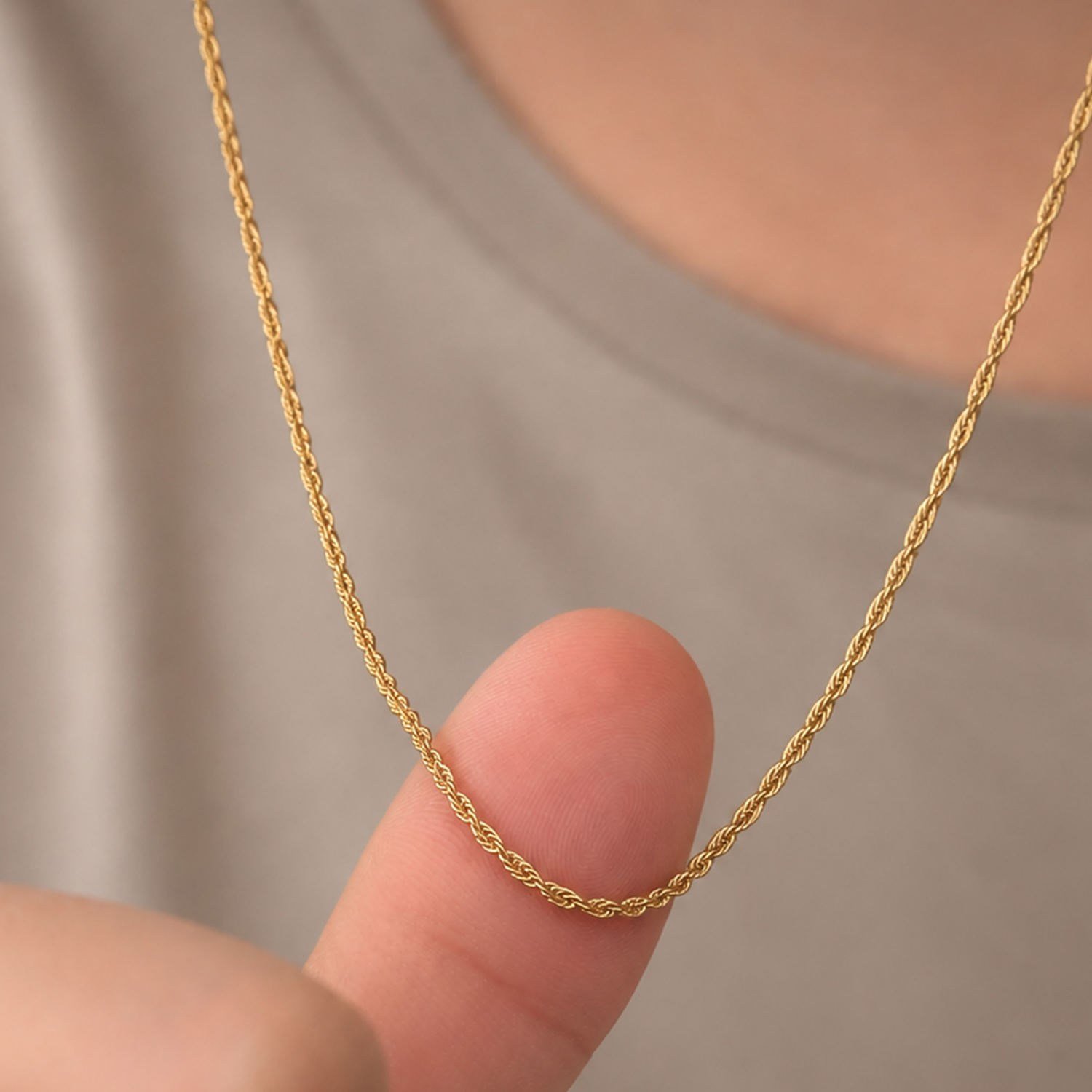 14 Ayar Altın Erkek Singapur Zincir Kolye 1 mm