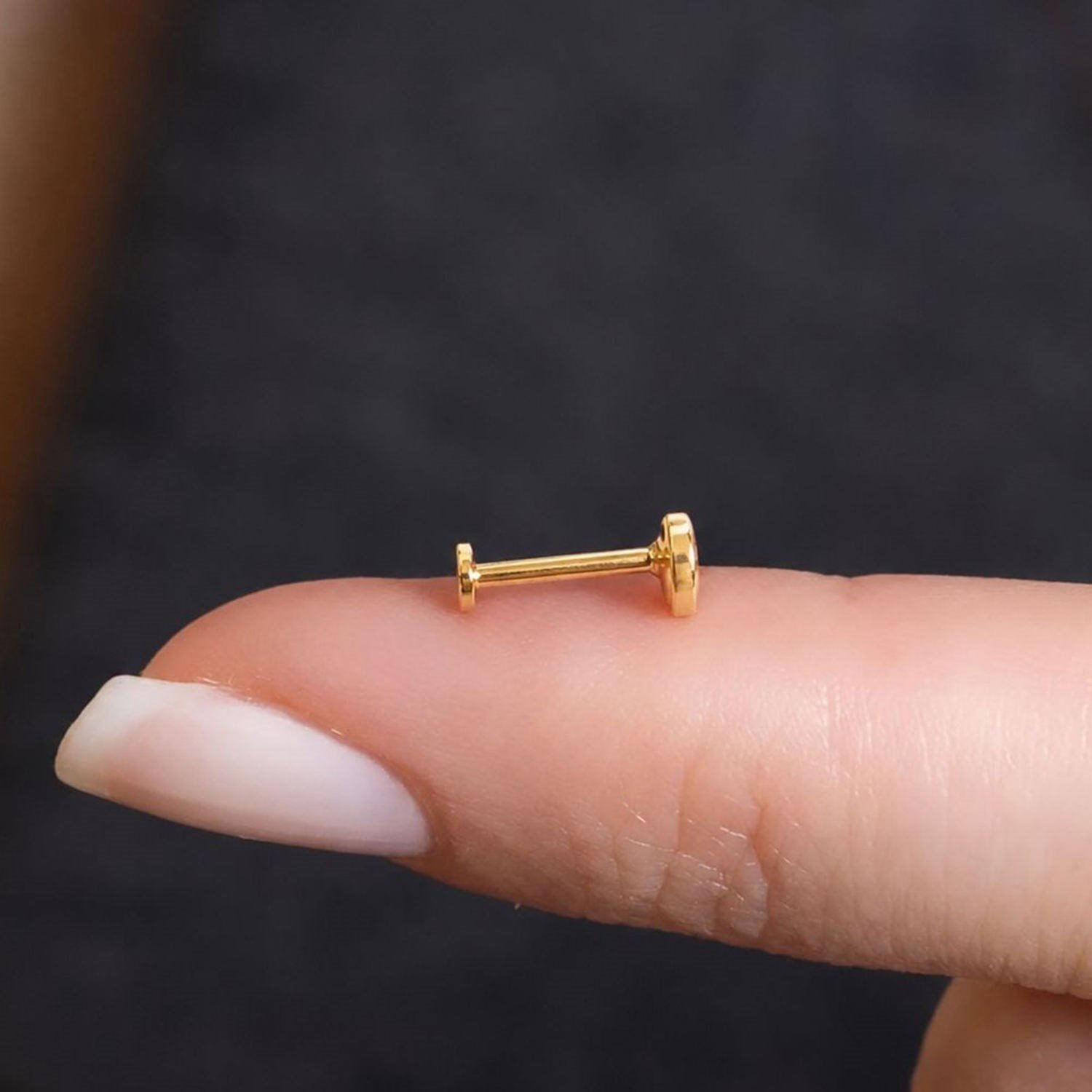 14 Ayar Altın İçi Boş Kalp Piercing Tragus