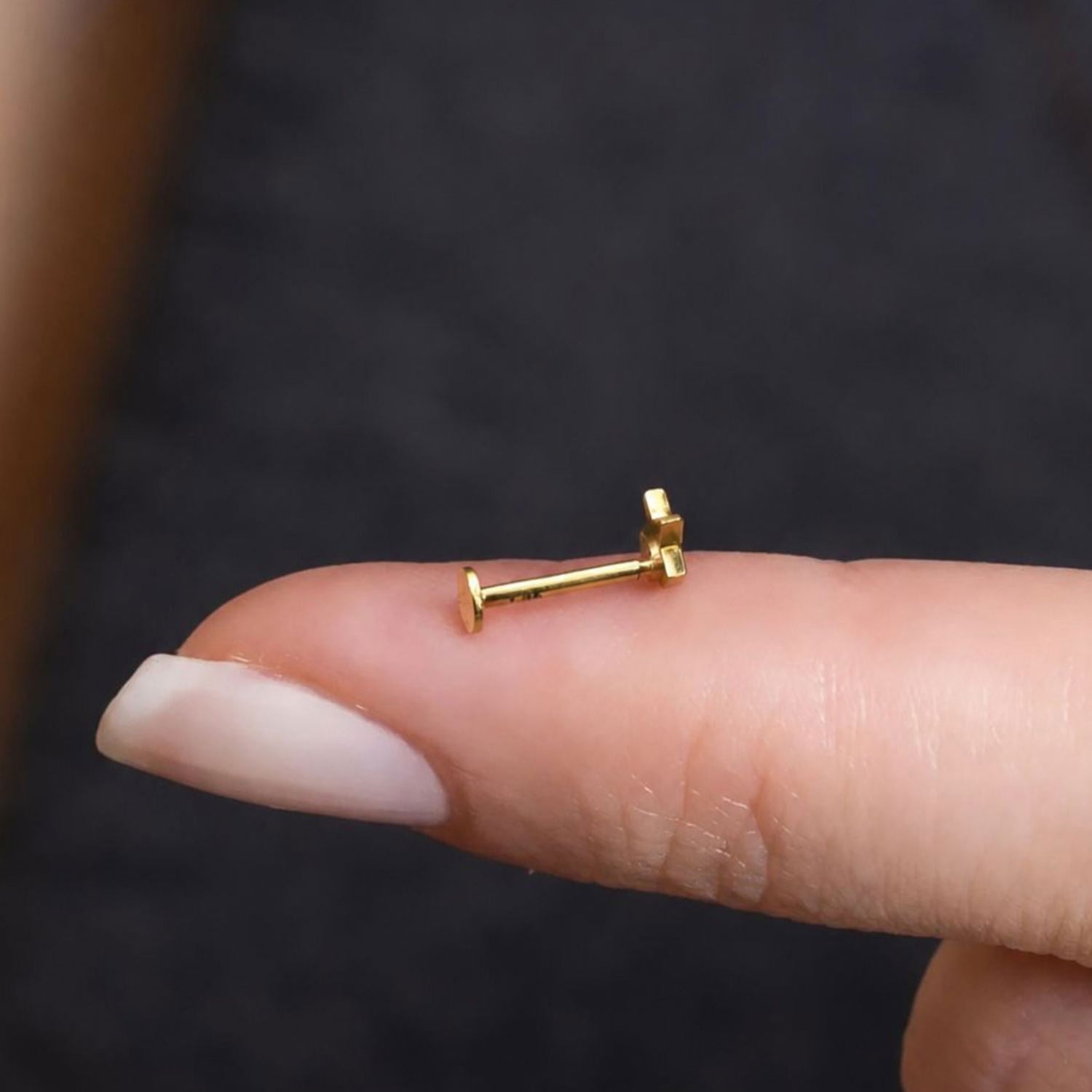 14 Ayar Altın İçi Boş Yıldız Tragus Piercing
