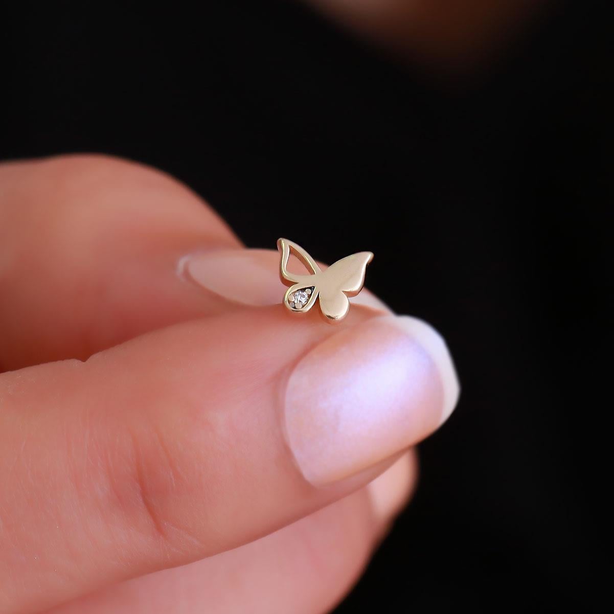14 Ayar Altın Kelebek Tragus Piercing