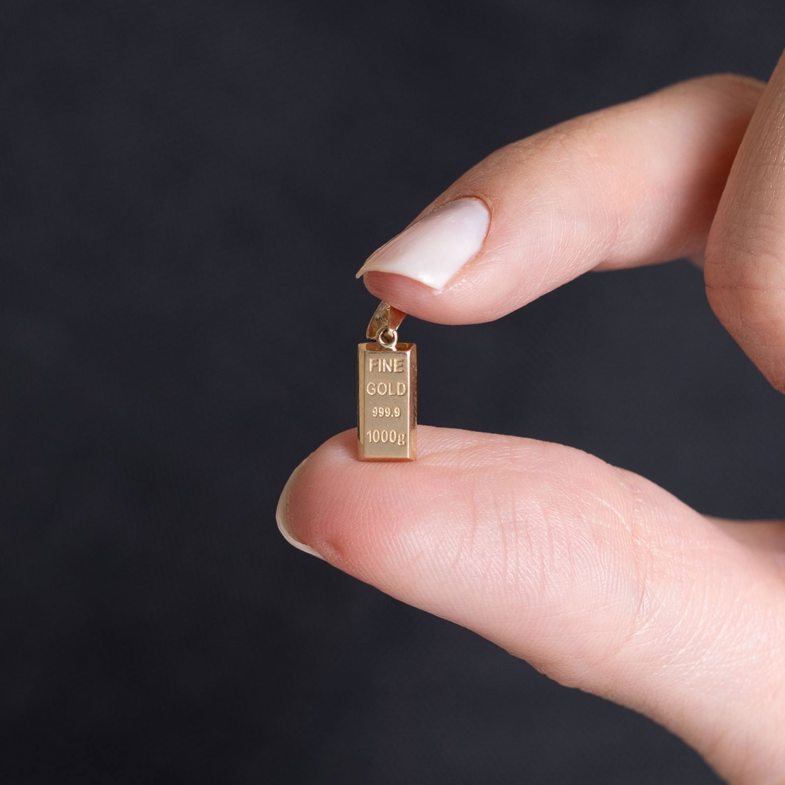14 Ayar Altın Külçe Kolye Ucu 1,30 mm