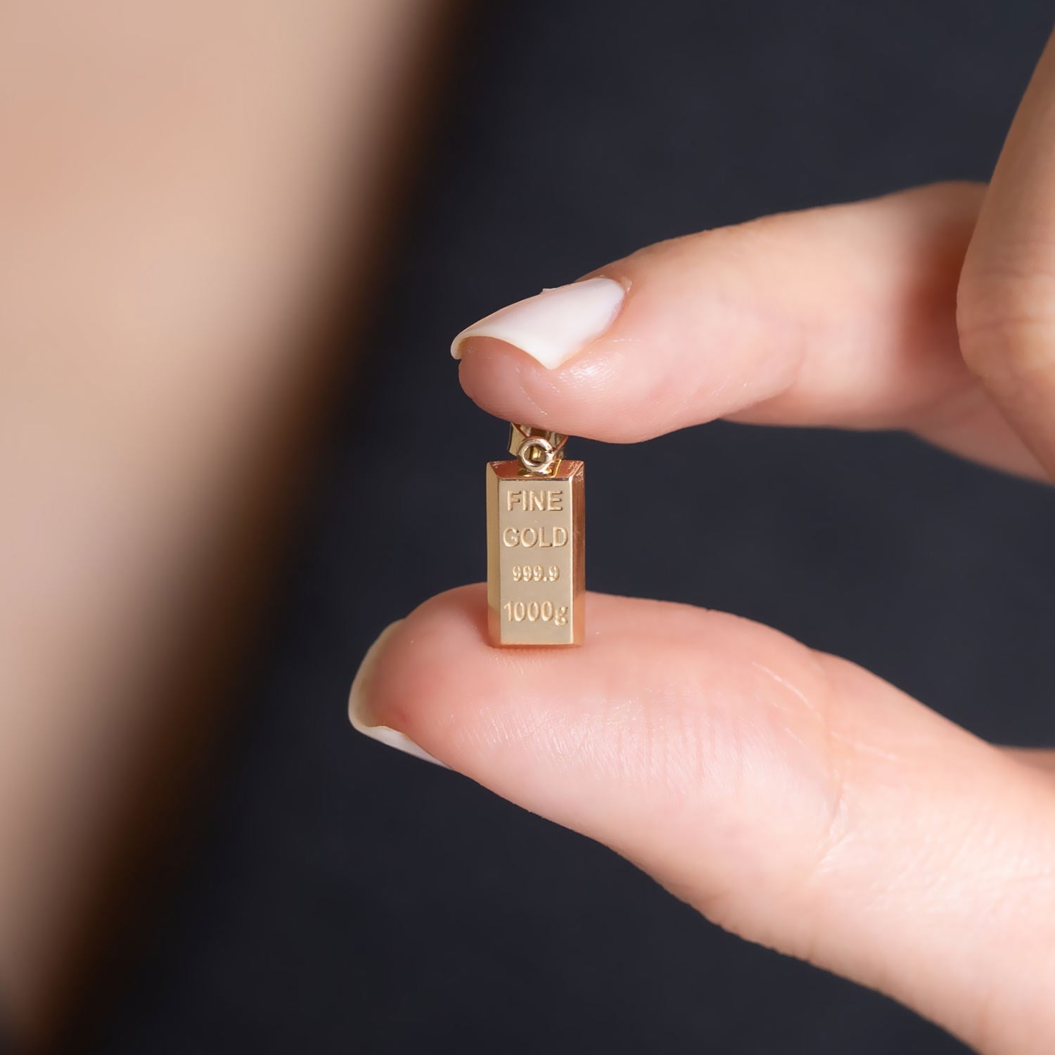 14 Ayar Altın Külçe Kolye Ucu 1,8 cm