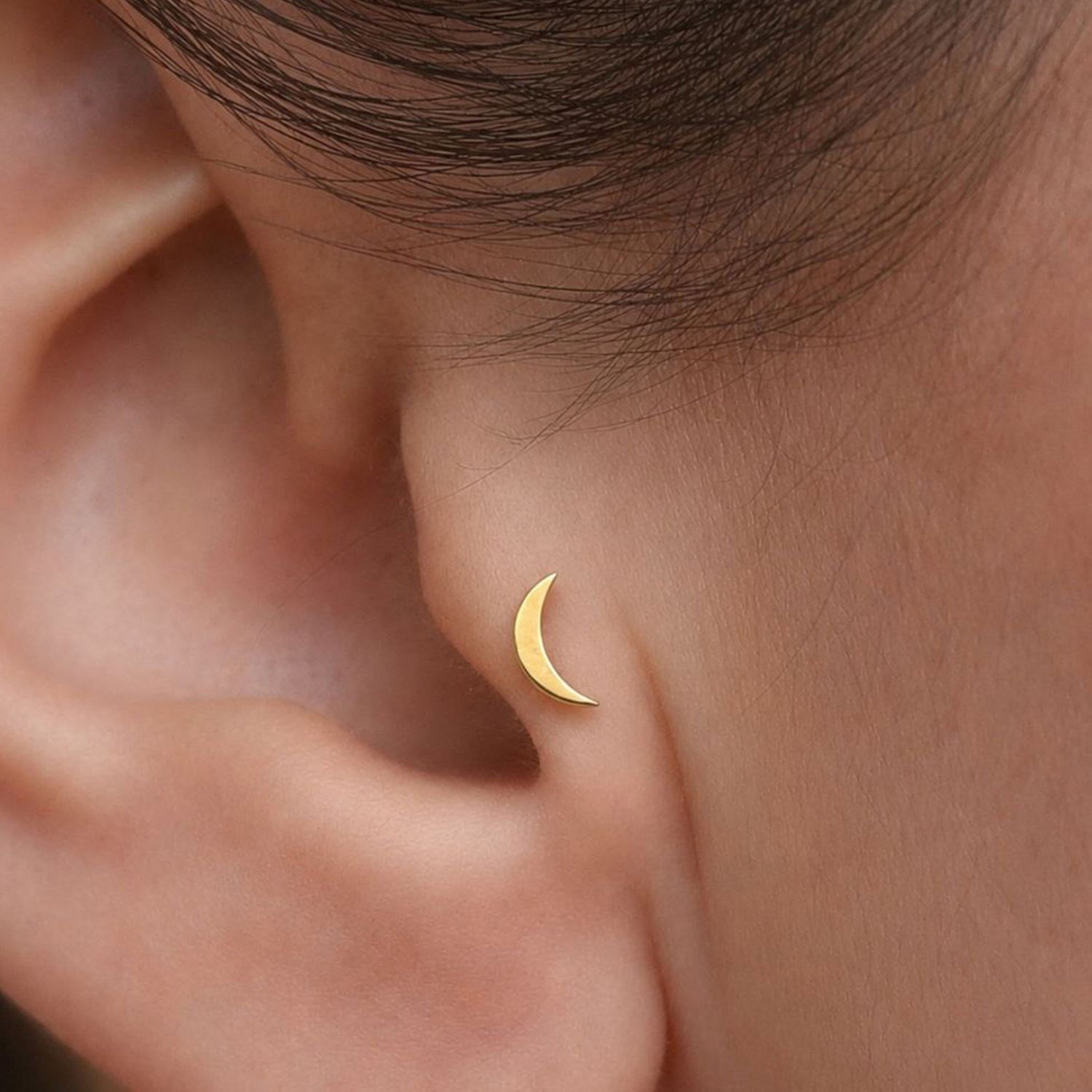 14 Ayar Altın Luna Tragus Piercing