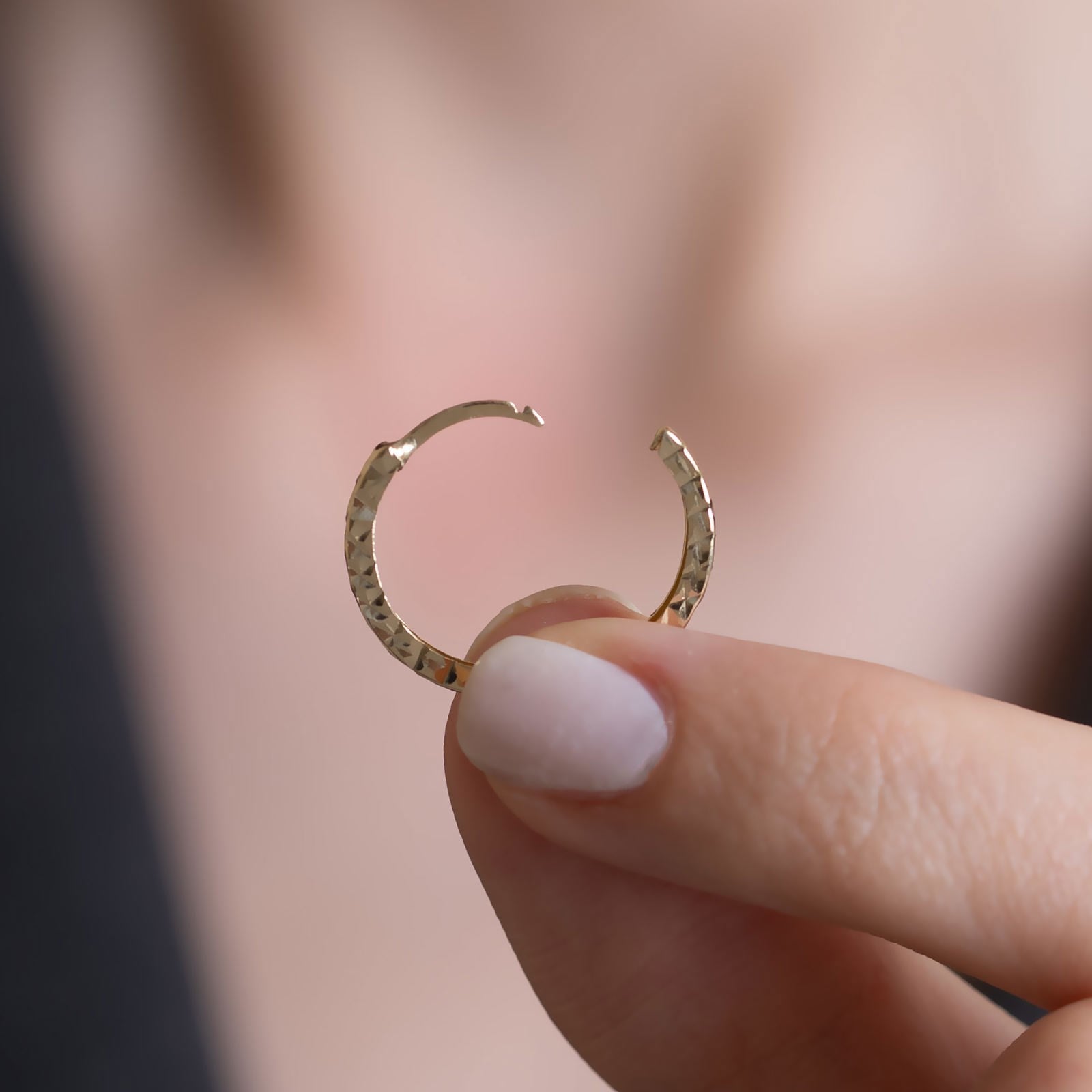 14 Ayar Altın Parlak Halka Küpe 2,5 cm
