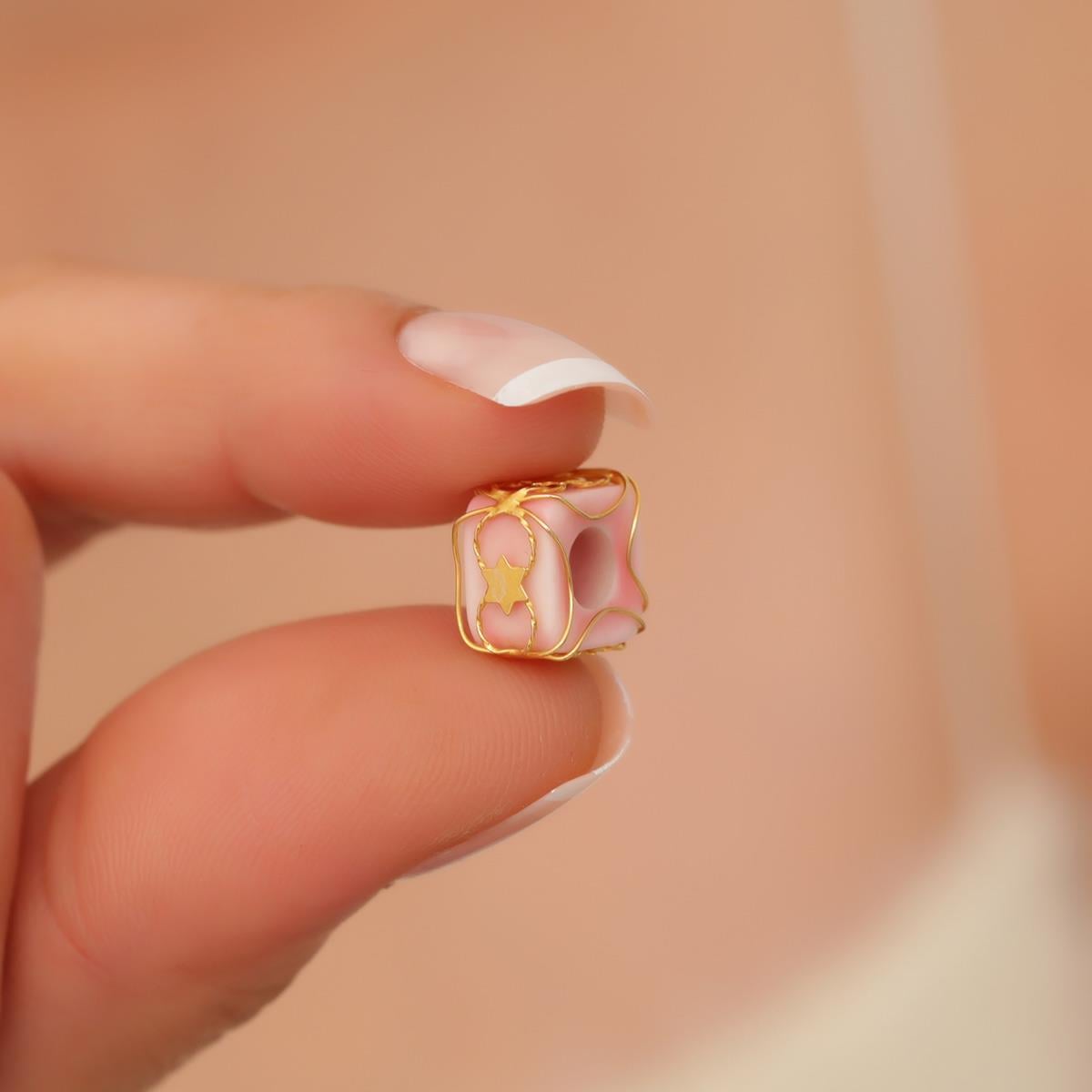 14 Ayar Altın Pembe Büyük Boy Telkari Hülyam Boncuk