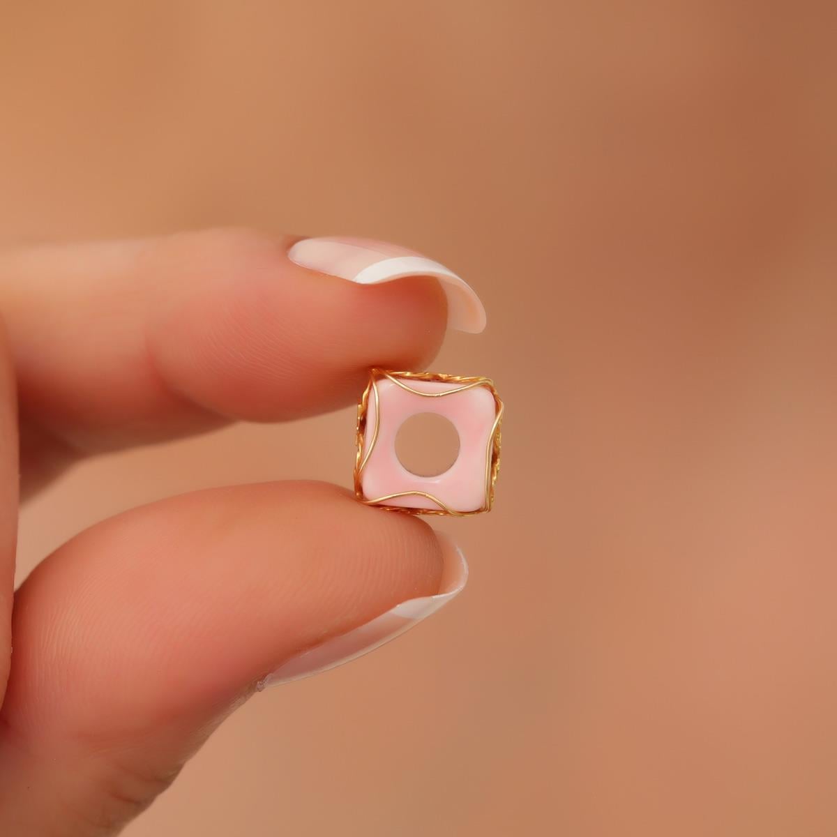 14 Ayar Altın Pembe Büyük Boy Telkari Hülyam Boncuk