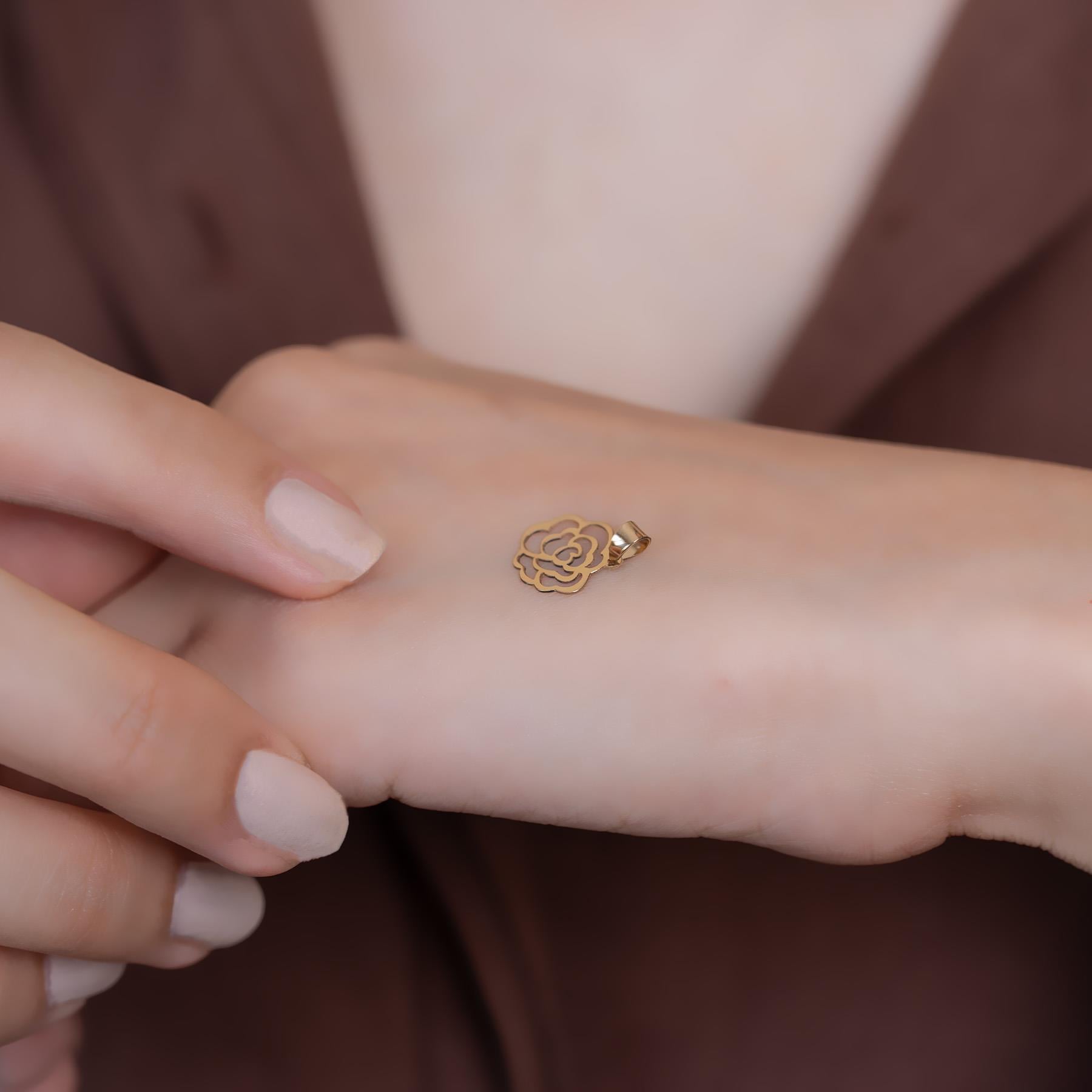 14 Ayar Altın Soft Gül Kolye Ucu