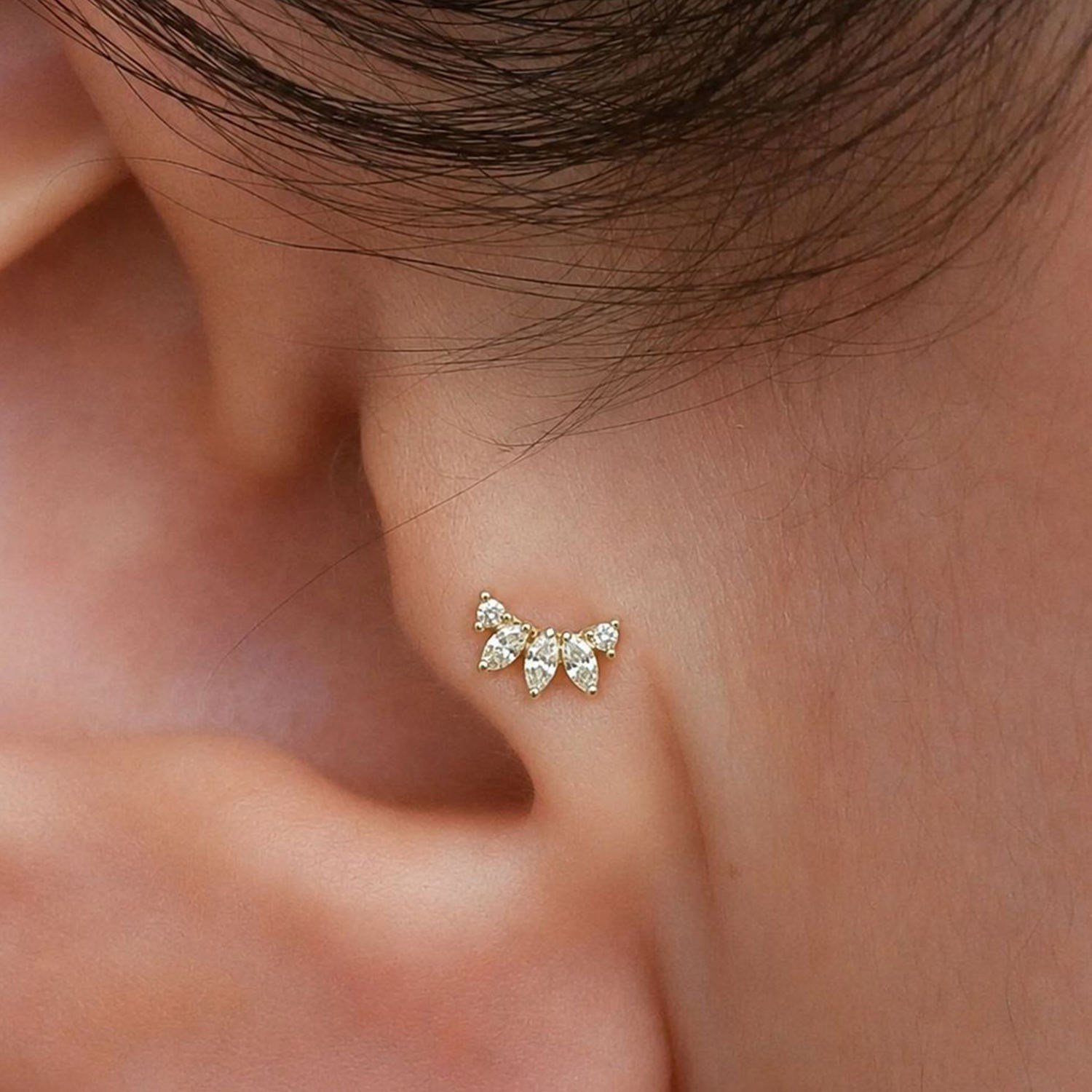 14 Ayar Altın Taç Tragus Piercing