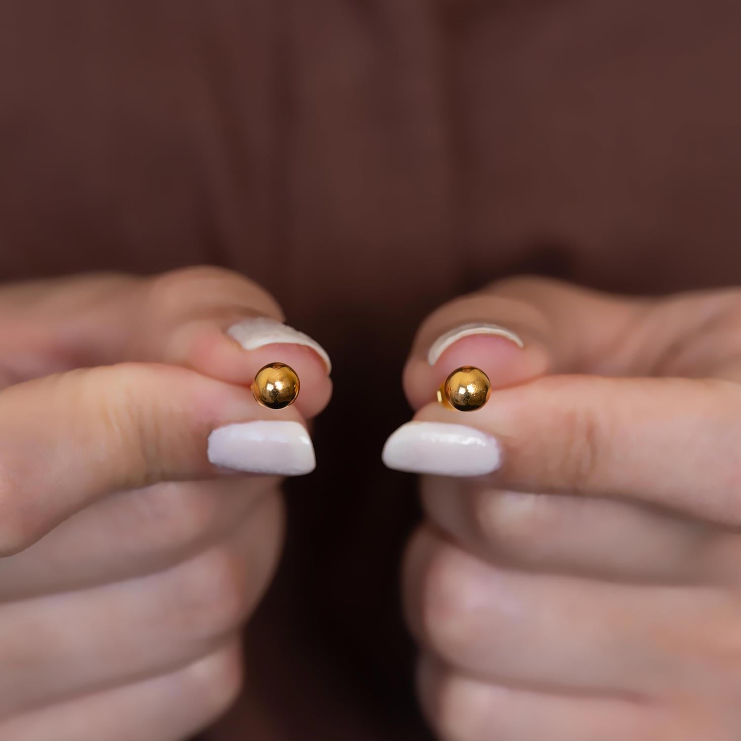 14 Ayar Altın Top Küpe 5 mm