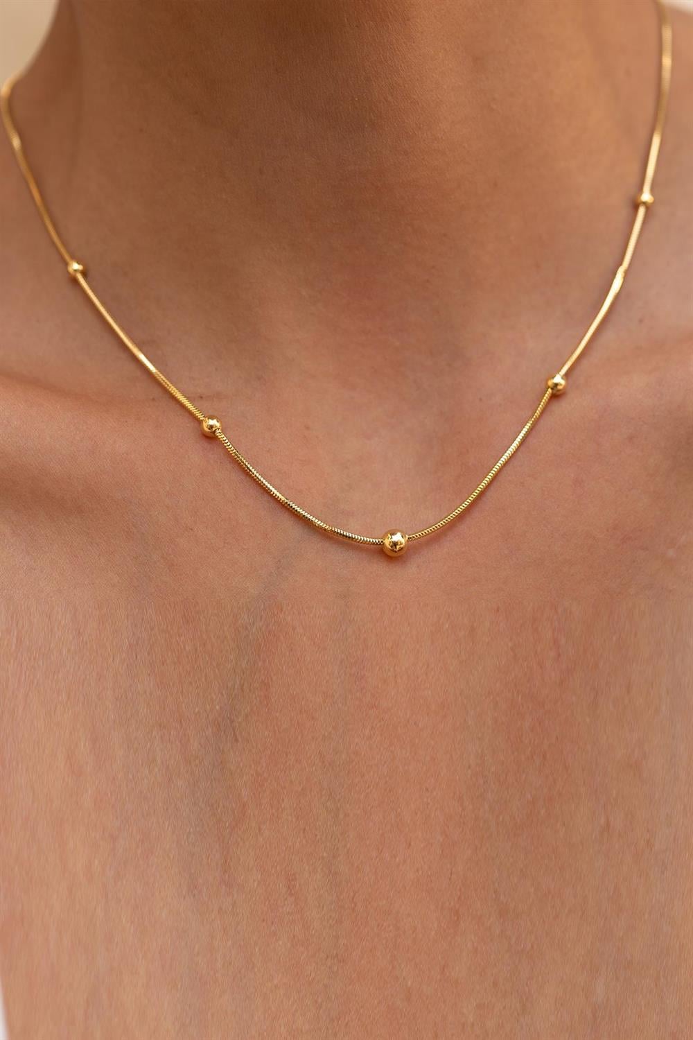 14 Ayar Altın Toplu Balık Sırtı (Yılan) Zincir Kolye