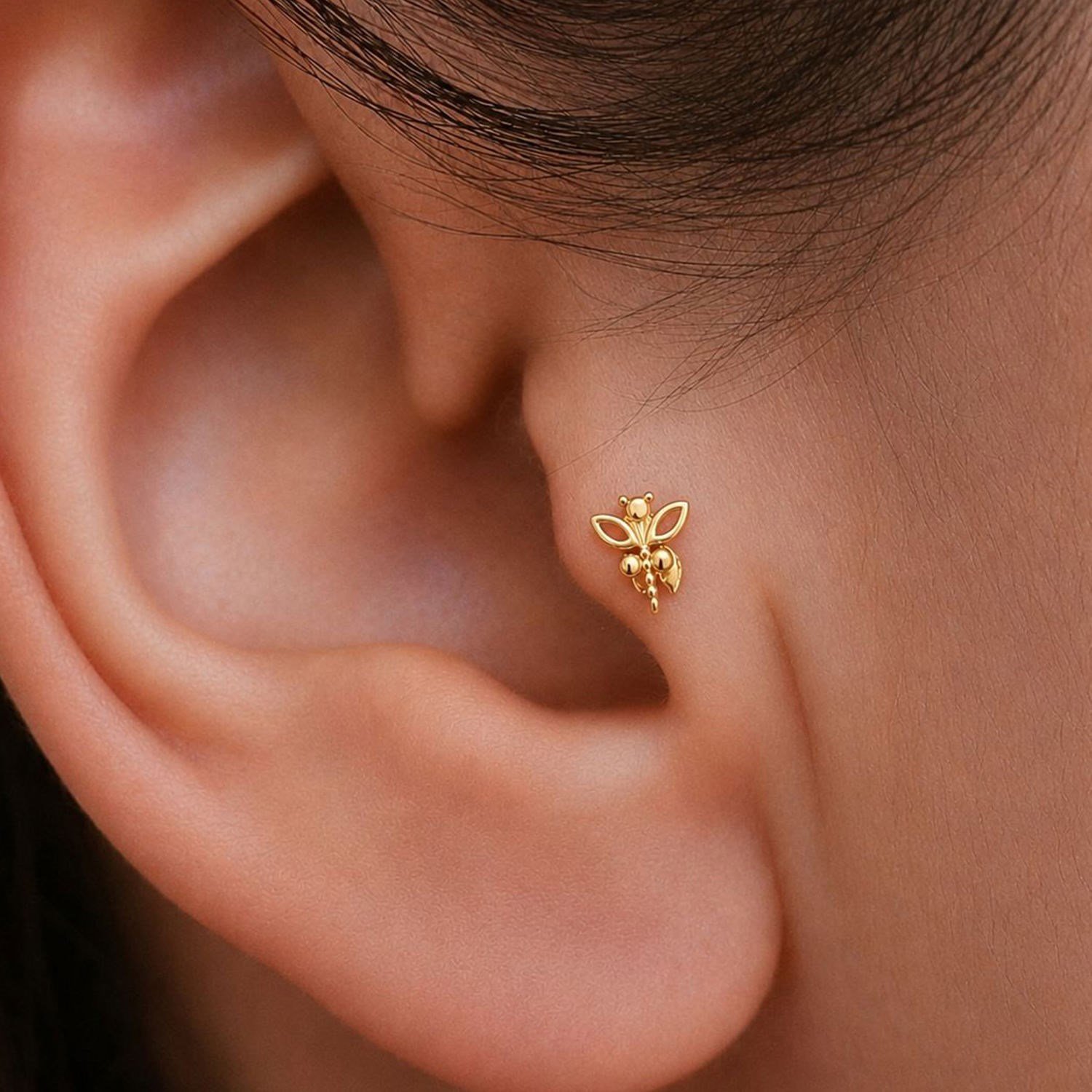 14 Ayar Altın Yusufçuk Tragus Piercing