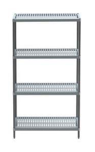 304 Paslanmaz İskelet, Plastik Tablalı, 183X183 cm, Tel Buzhane Soğuk Oda İstif Rafı, 4 Katlı 
