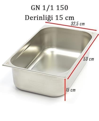 Bilge İnox 1/1-150 Standart GN Küvet, 530*325*150 mm, 21 Lt