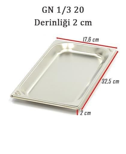 Bilge İnox 1/3-20 Standart GN Küvet, 325*176*20 mm, 0,75 Lt.