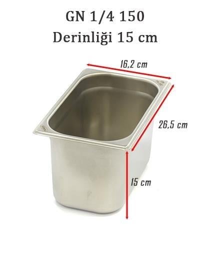 Bilge İnox 1/4-150 Standart GN Küvet, 265*162*150 mm, 4 Lt.